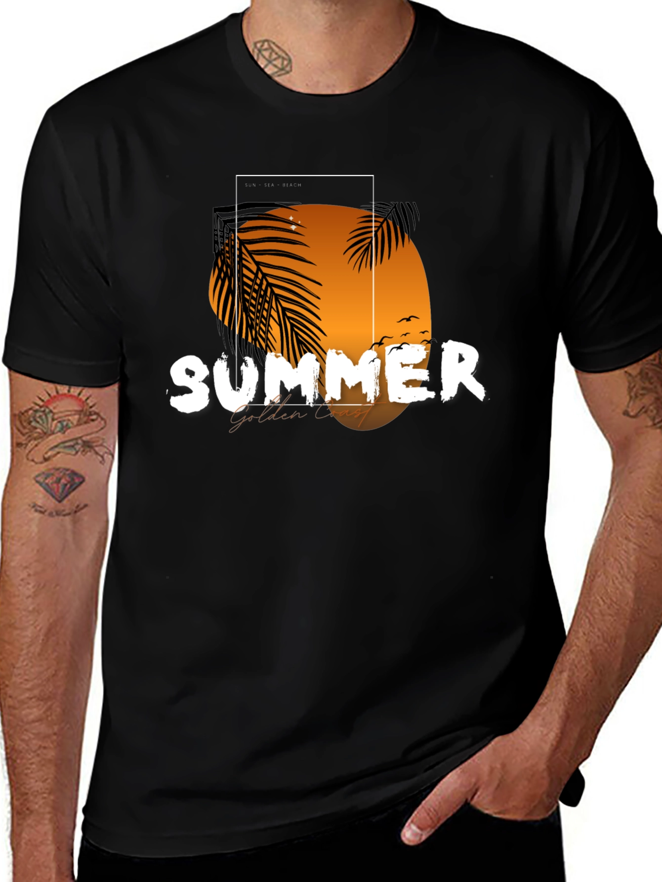 Variant 26 of Summer Golden Coast T-Shirt - Black Graphic Tee