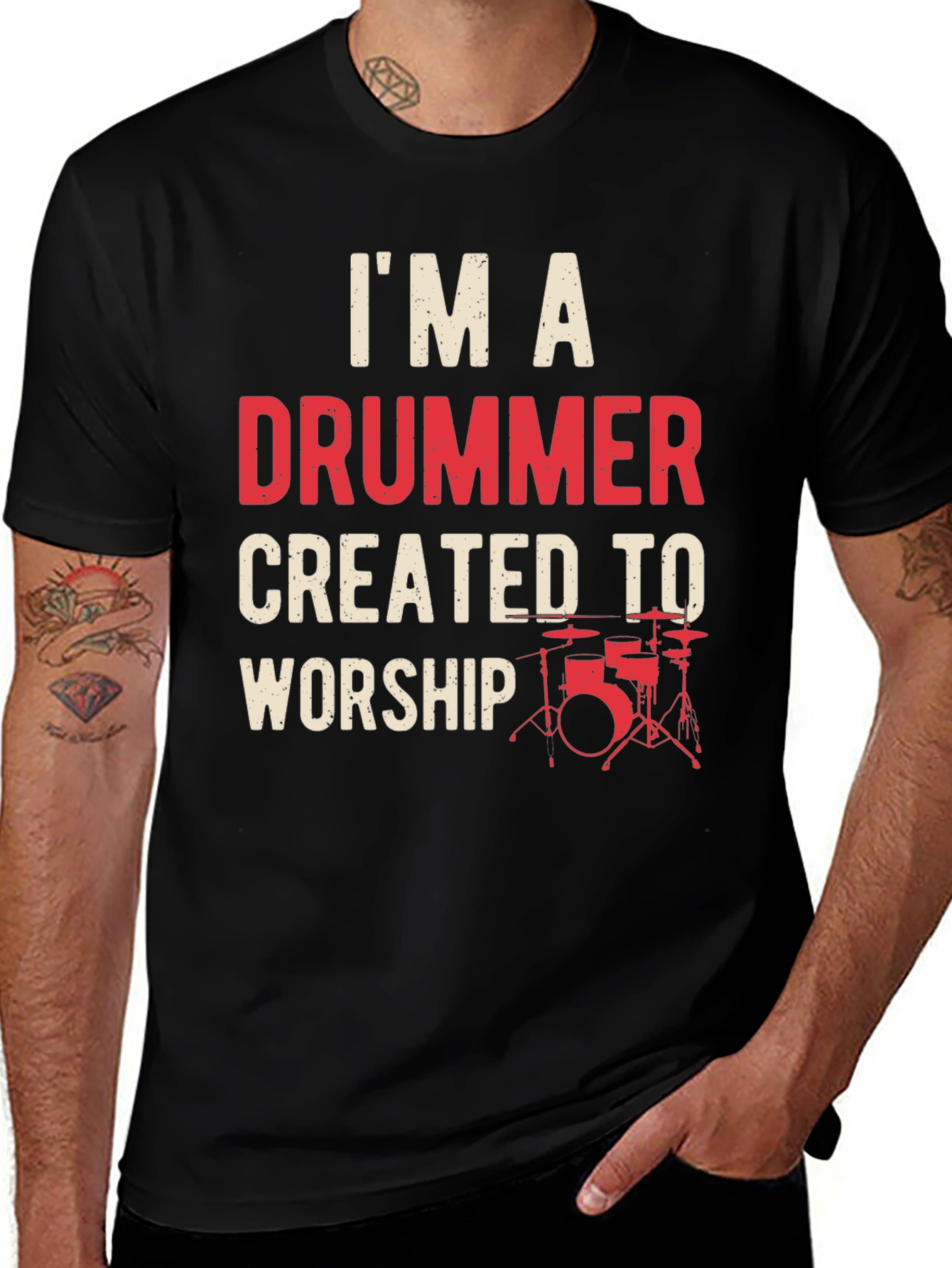 Variant 14 of Drummer Worship Graphic Tee - Black