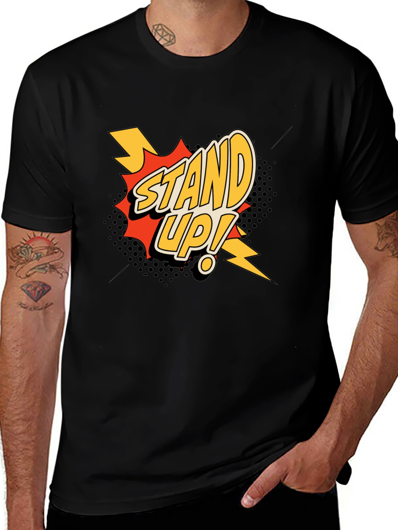 Variant 14 of Stand Up! Graphic Print Black T-Shirt
