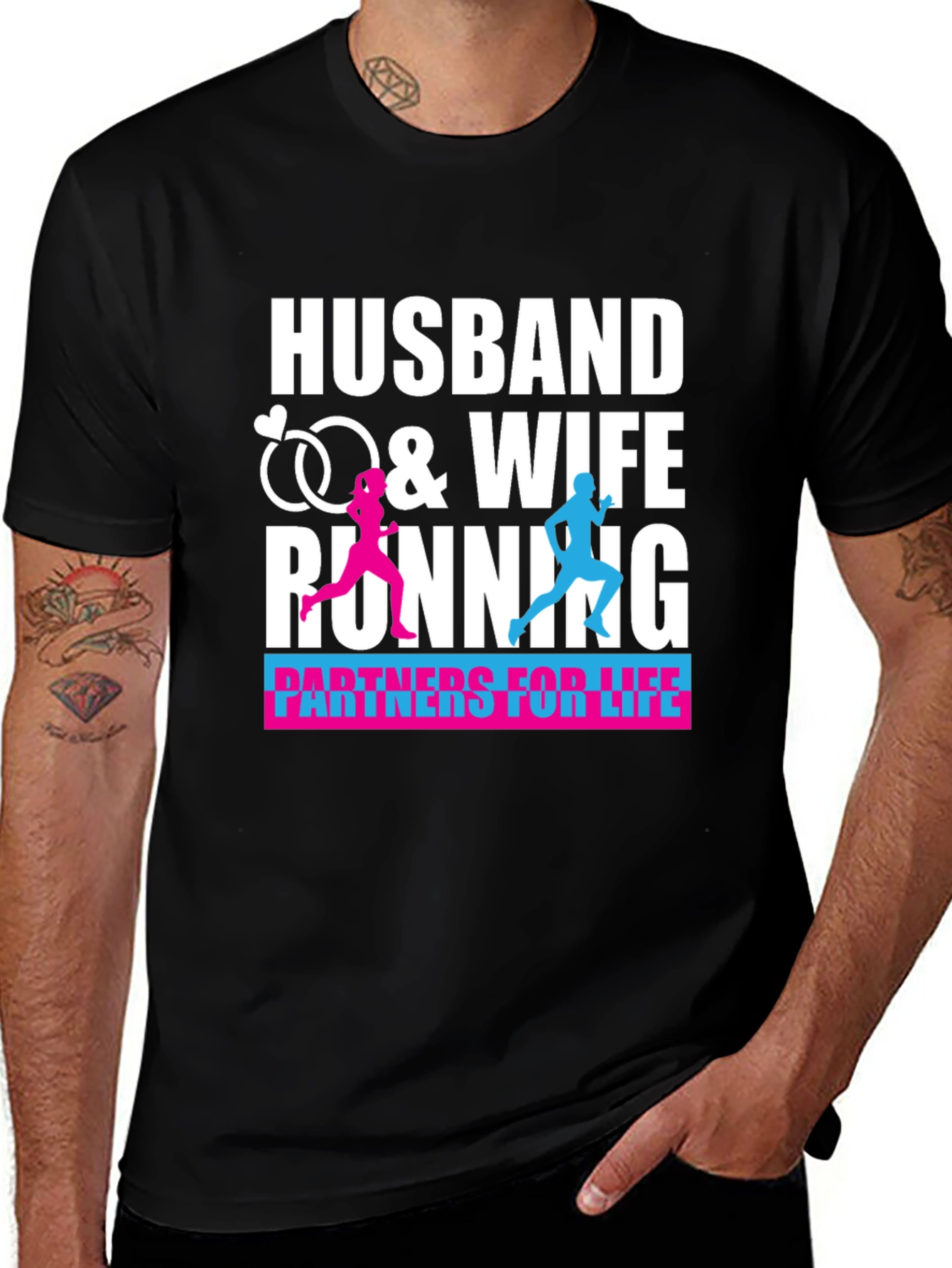 Variant 28 of Husband & Wife Running T-Shirt - Partners for Life Tee