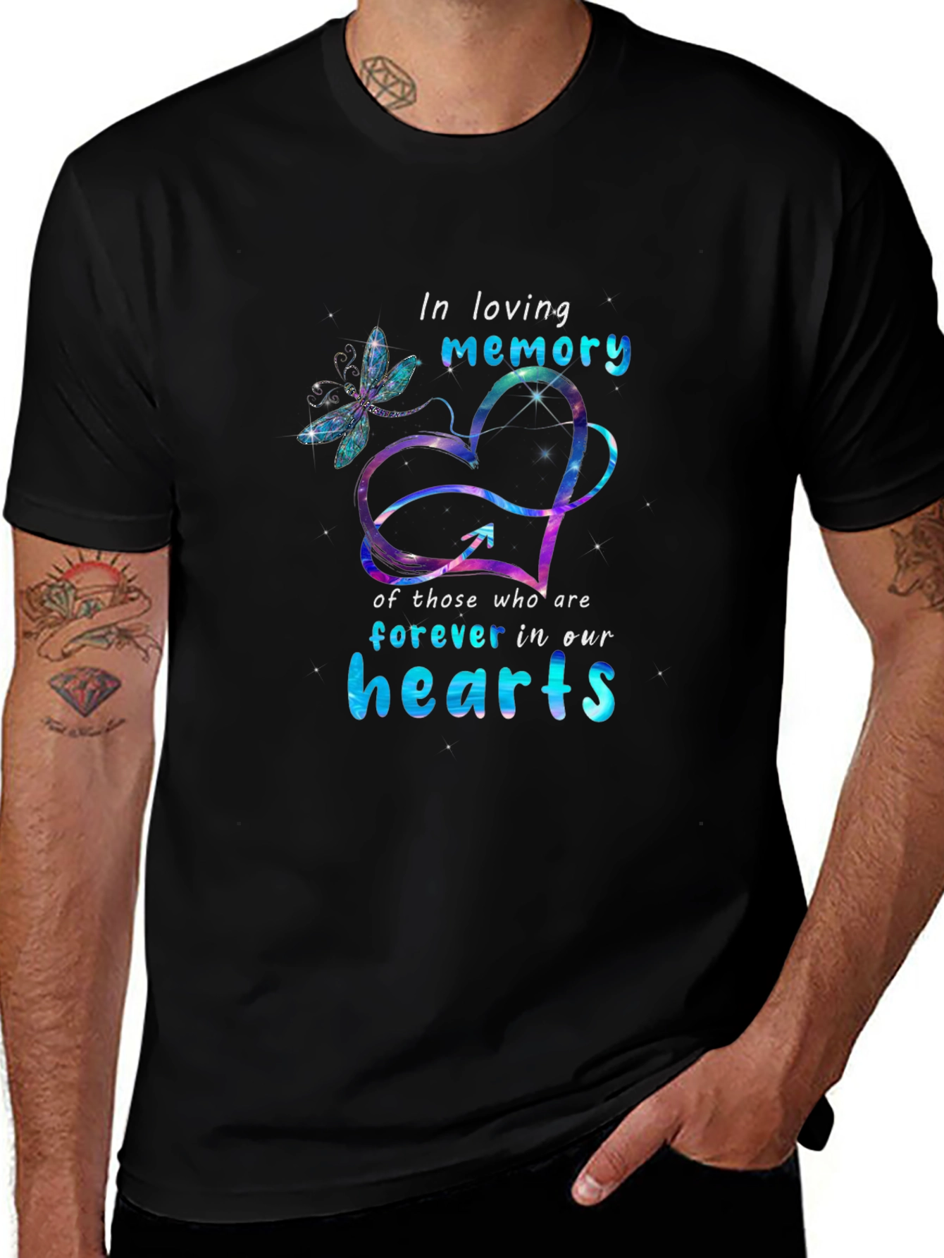 In Loving Memory Heart Dragonfly Memorial T-Shirt