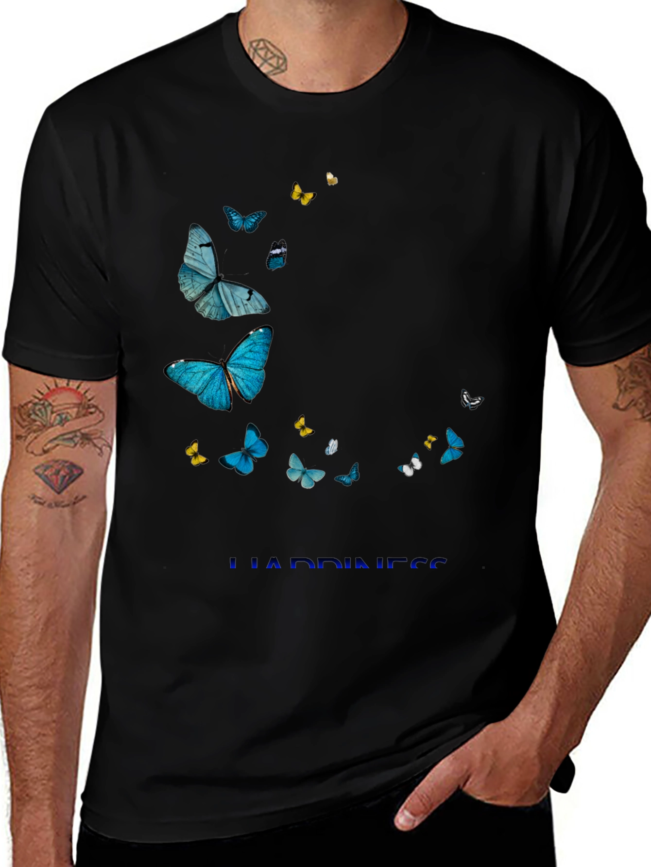 Variant 26 of Butterfly Graphic T-Shirt - Black Casual Tee