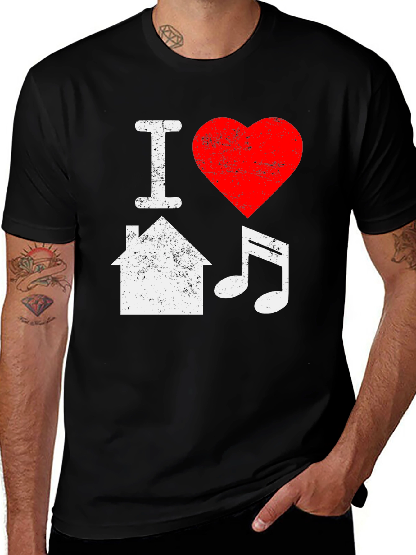 Variant 22 of I Love House Music Black T-Shirt