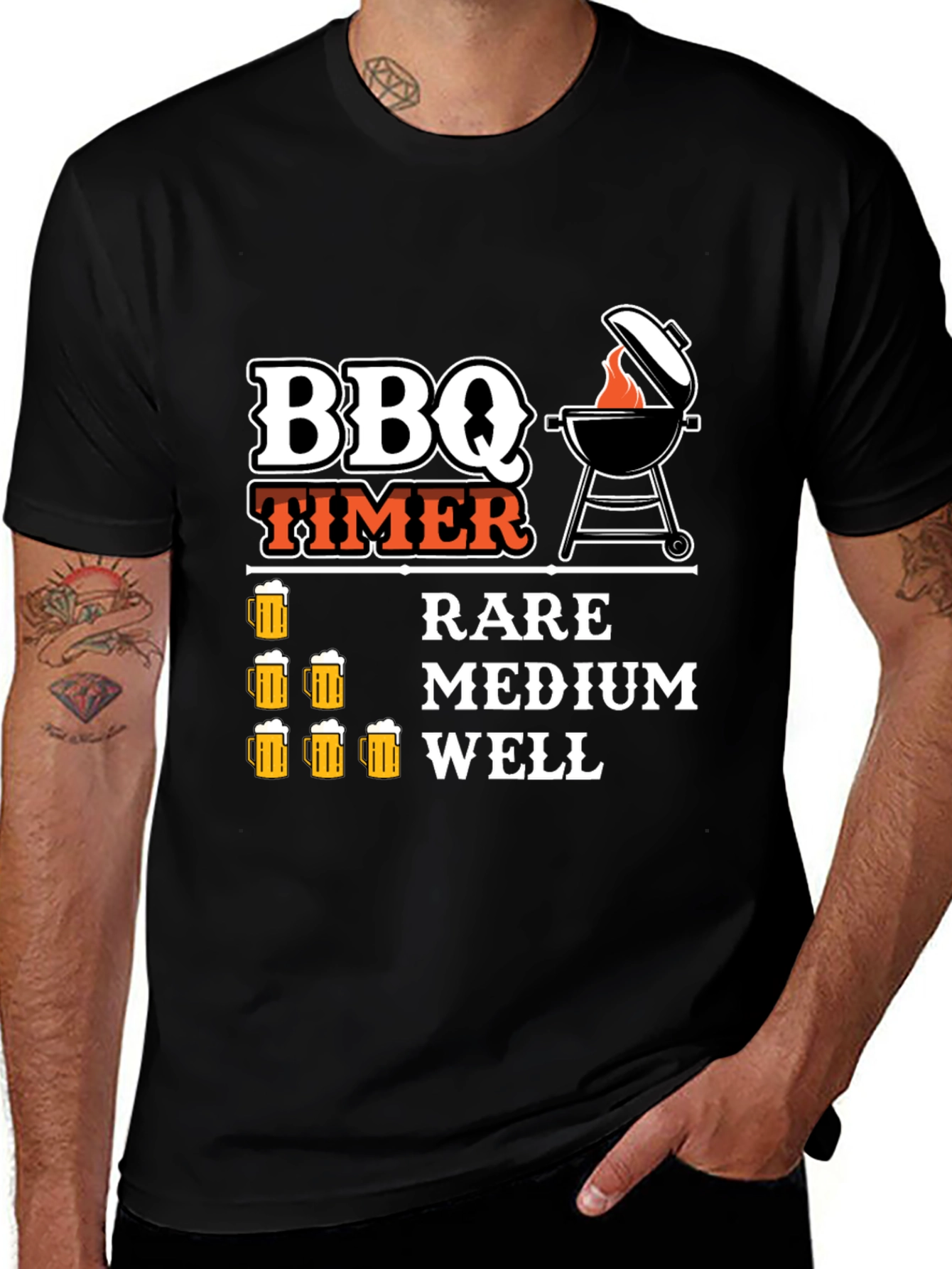 BBQ Timer Beer T-Shirt - Rare Medium Well Done