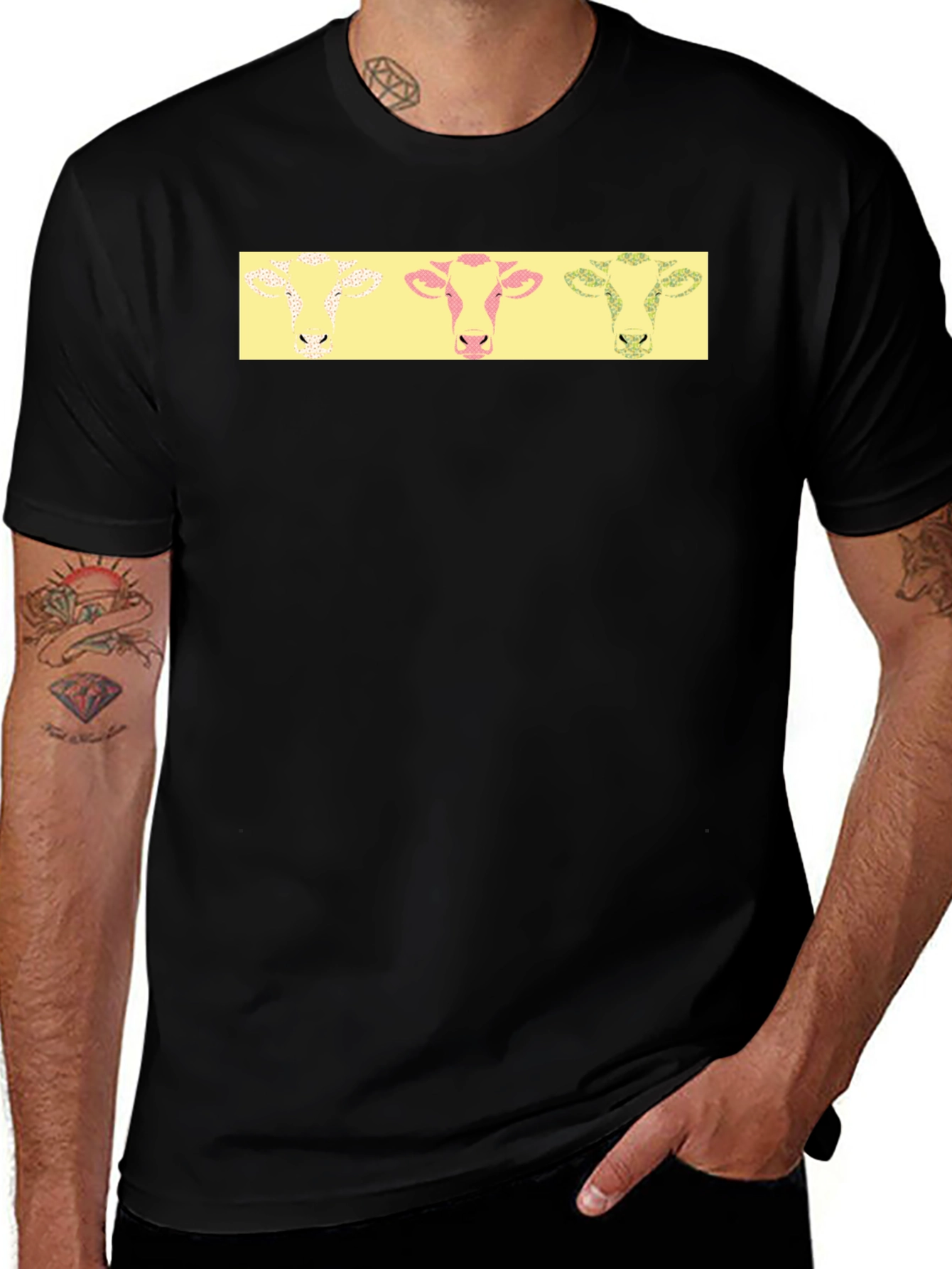 Variant 6 of Cow Pattern Black T-Shirt