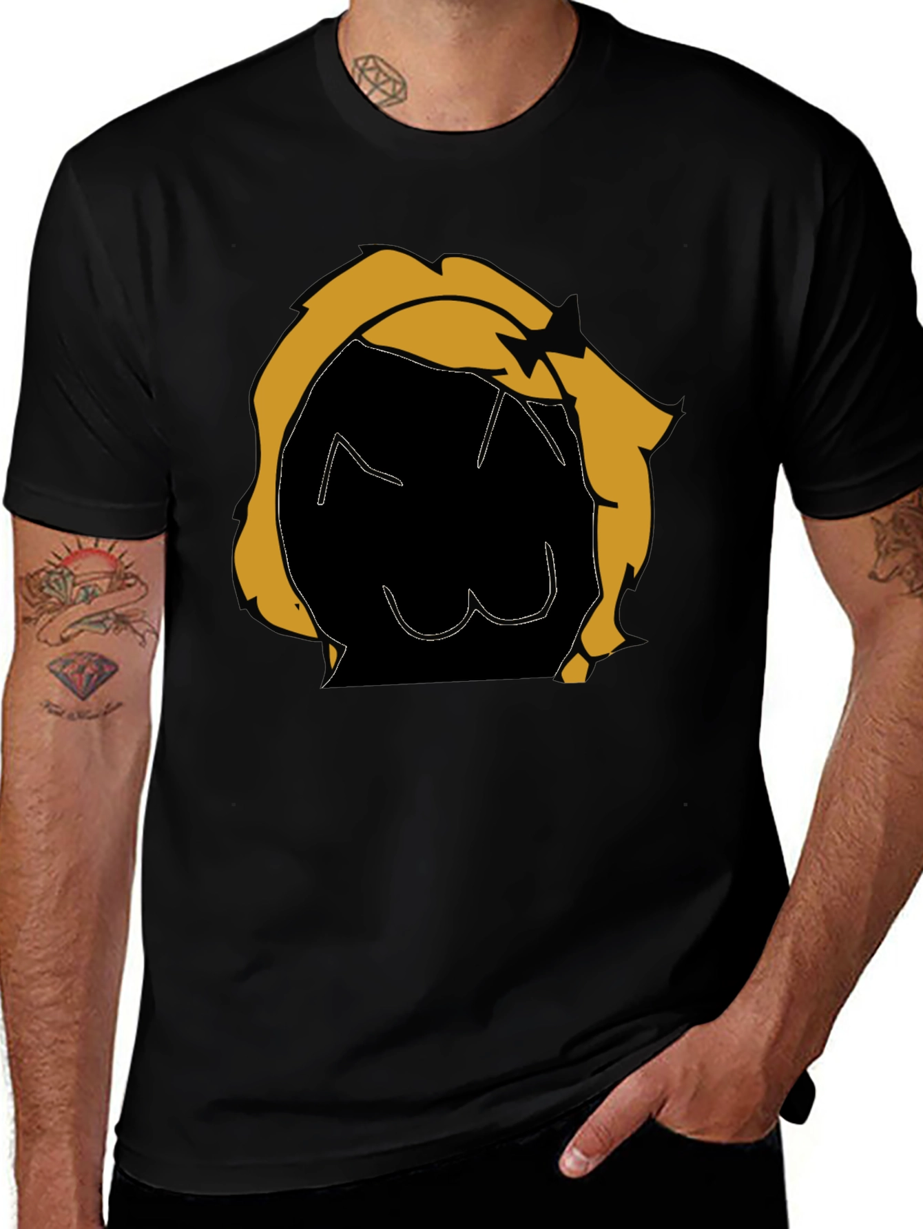 Variant 4 of Graphic Tee: Cartoon Character Black T-Shirt