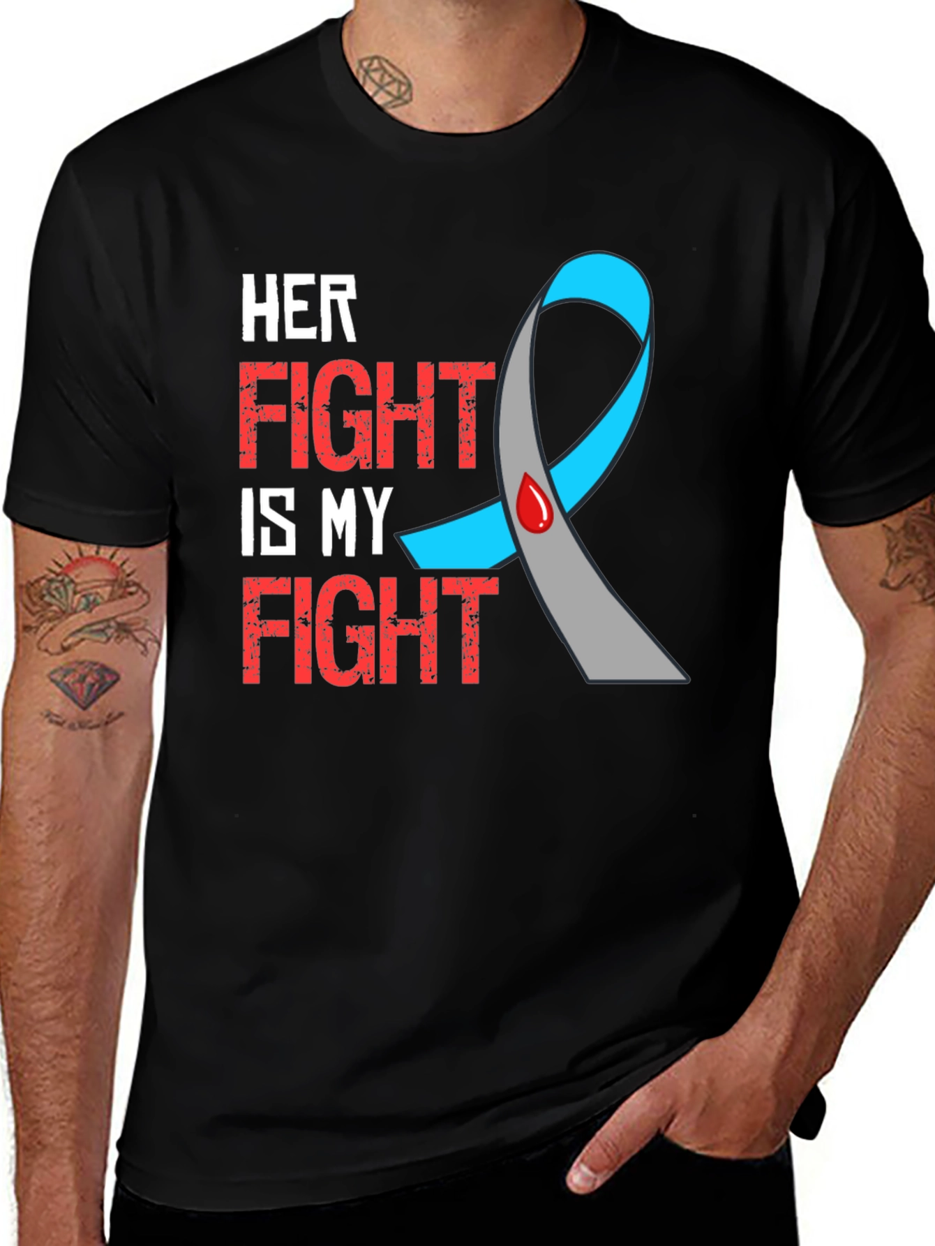 Variant 16 of Her Fight Is My Fight T-Shirt - Diabetes Awareness Tee