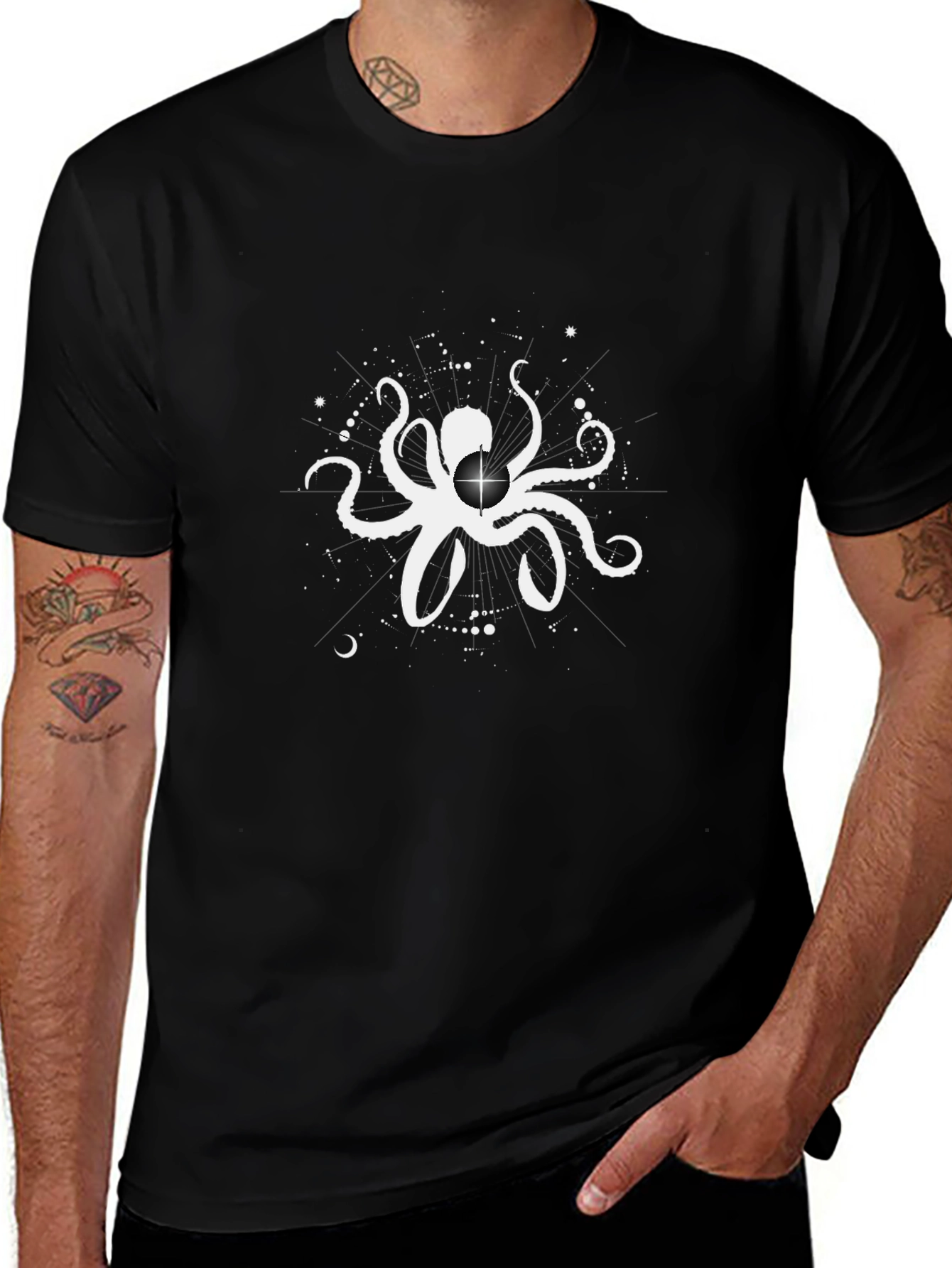 Variant 12 of Octopus Star Graphic Black T-Shirt