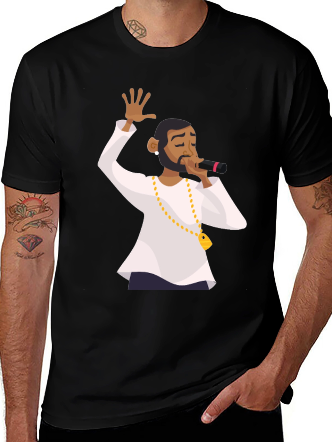 Variant 22 of Black Graphic Tee - Cartoon Rapper