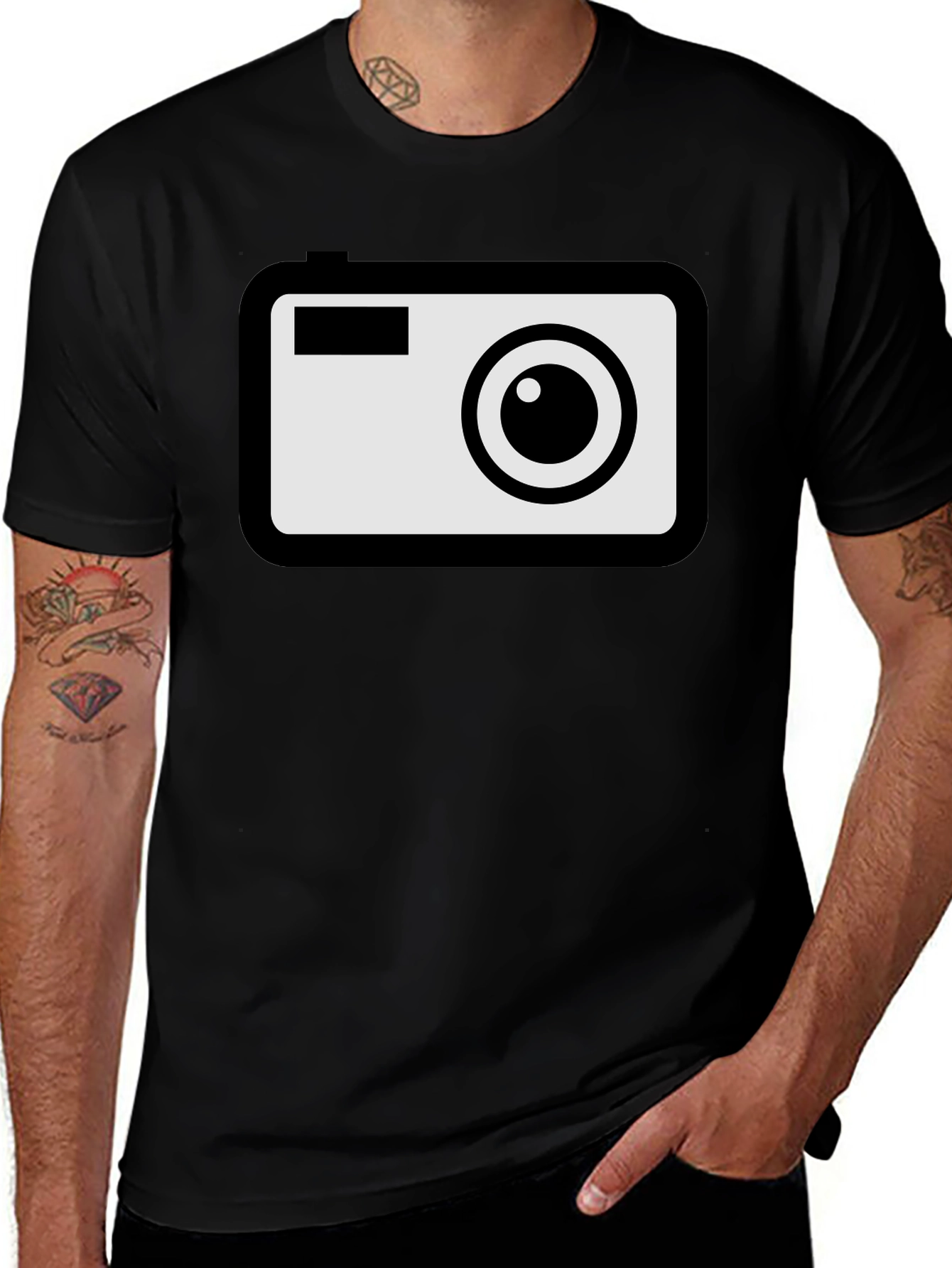 Camera Graphic Tee - Black Cotton T-Shirt for Photography Lovers