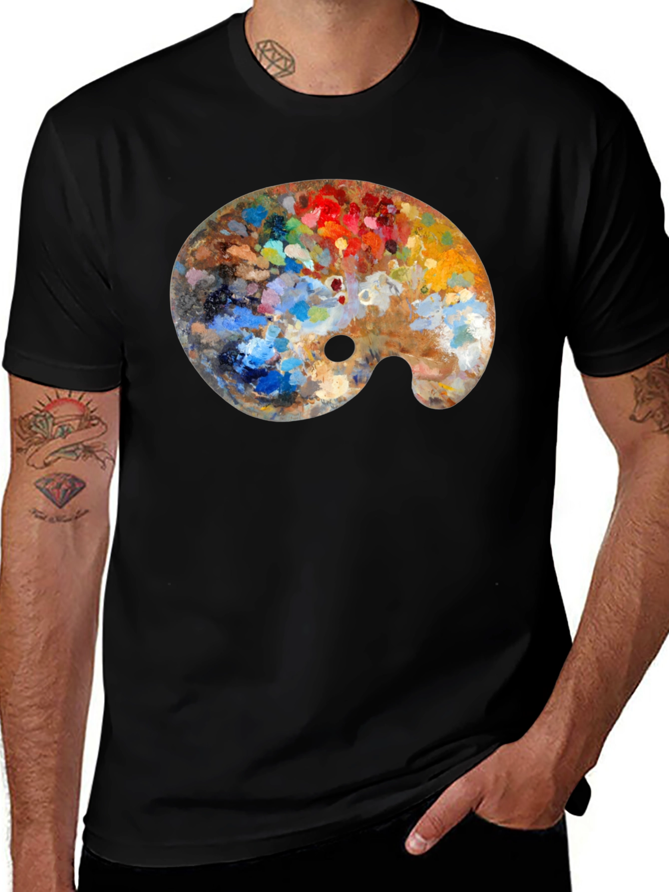 Variant 29 of Artist Palette Graphic Tee - Creative Black T-Shirt