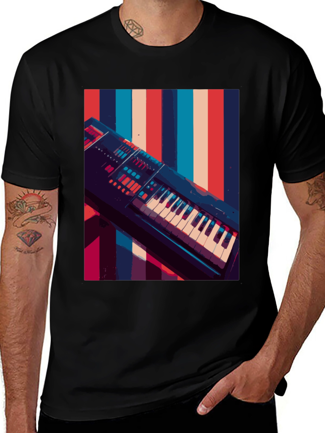 Variant 24 of Retro Synthwave Keyboard T-Shirt