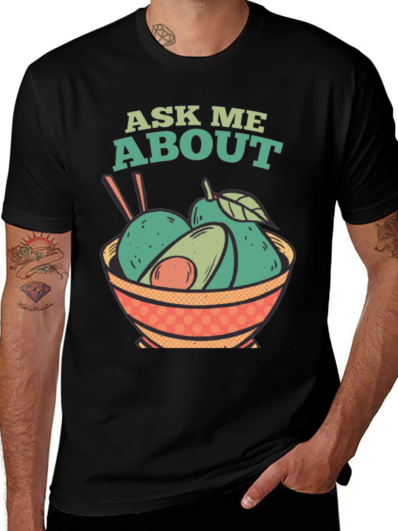 Black Ask Me About Avocados T-Shirt main image