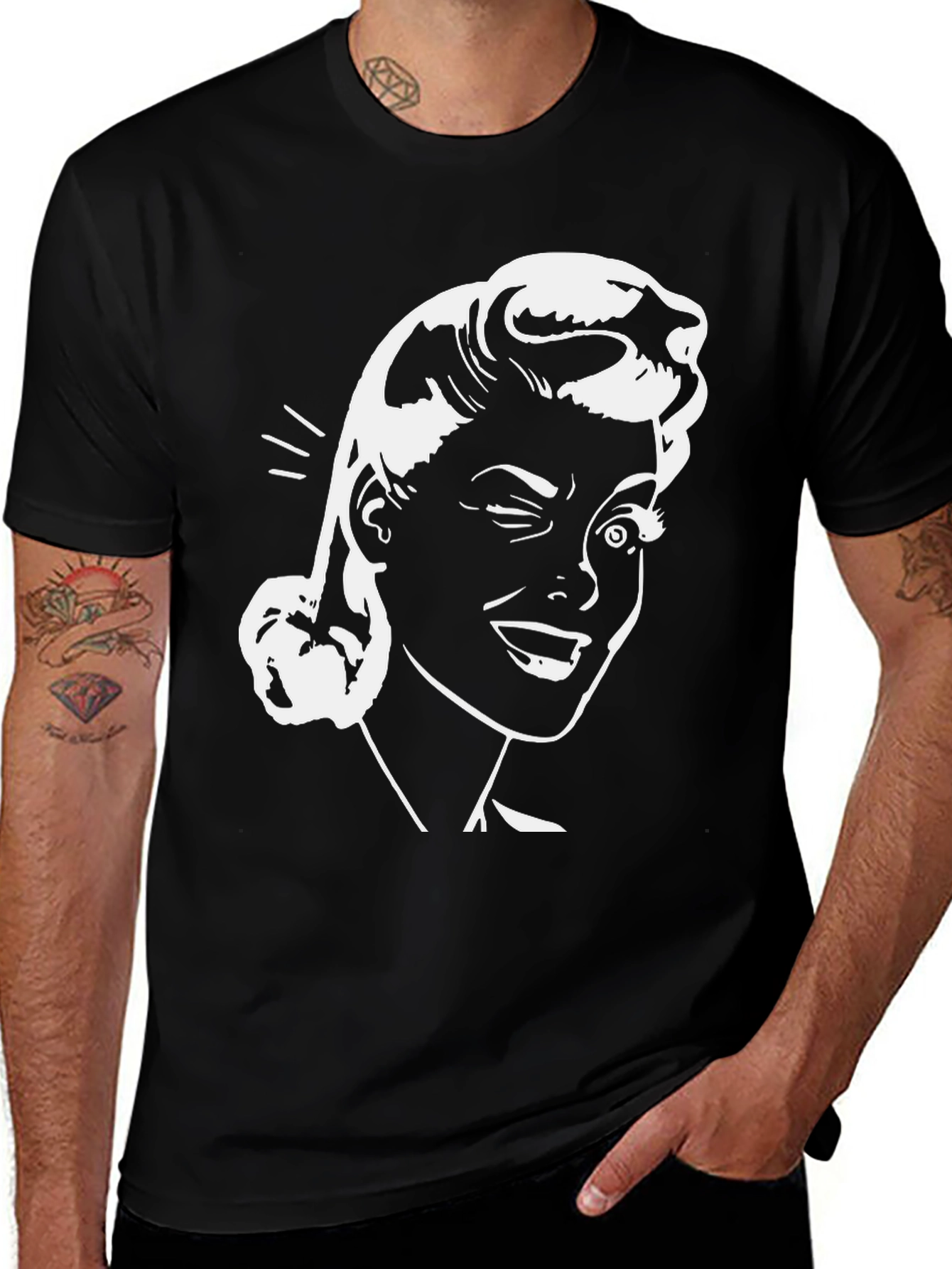 Variant 17 of Retro Winking Woman Graphic Tee