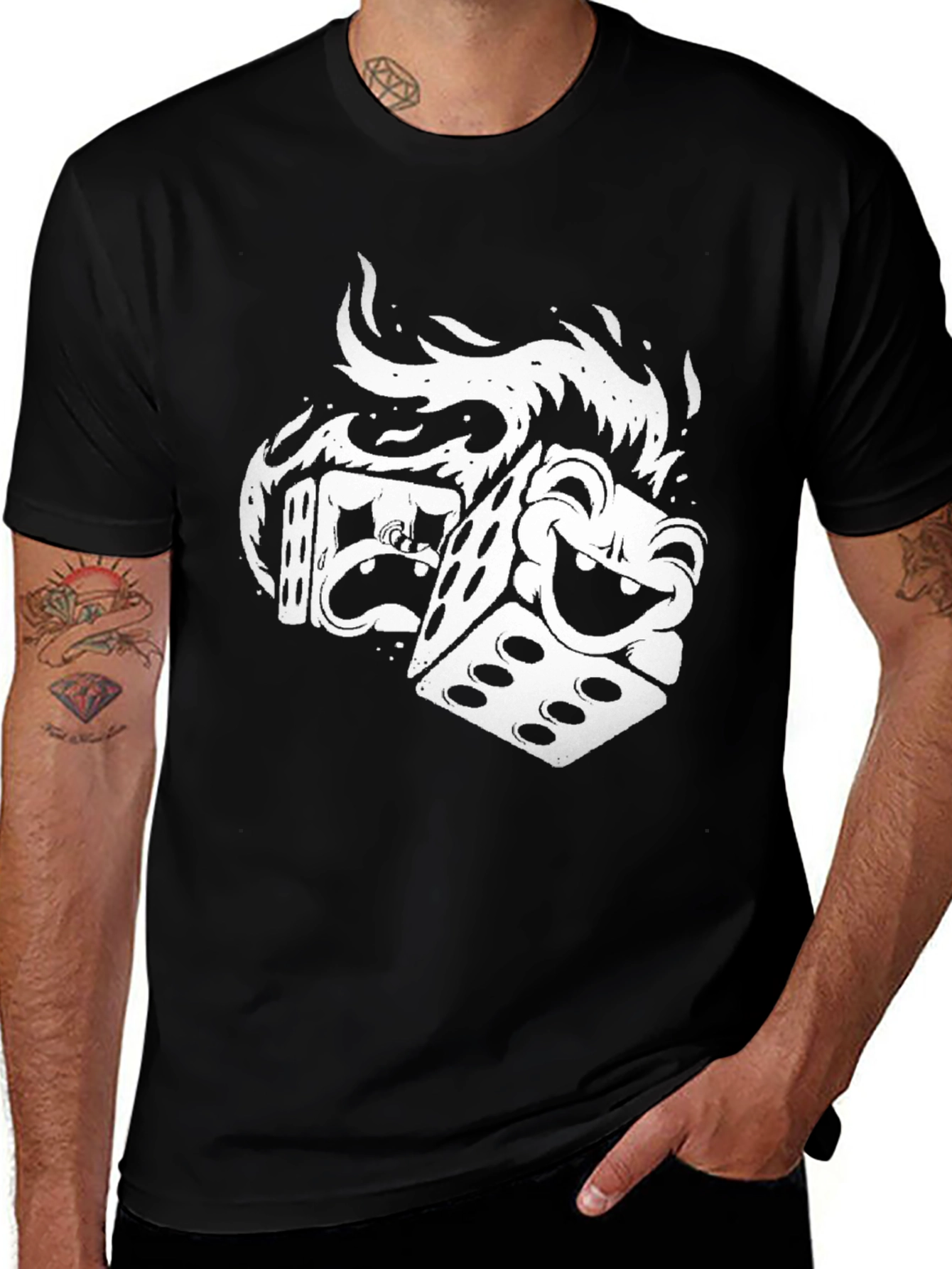 Dice Graphic Tee - Black, Unique Design