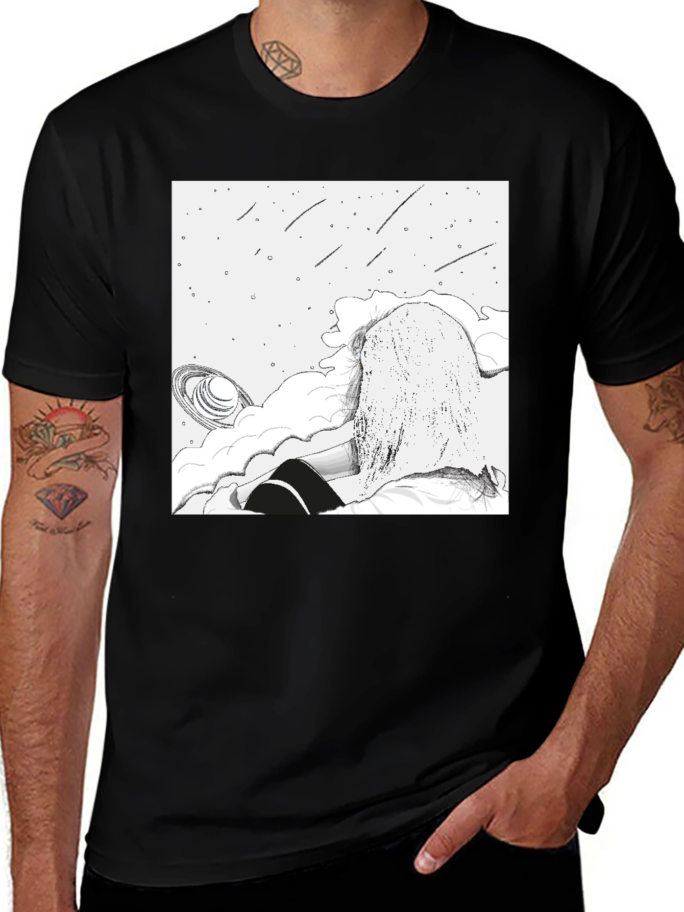 Variant 20 of Space Art Tee - Unisex Black Graphic T-Shirt