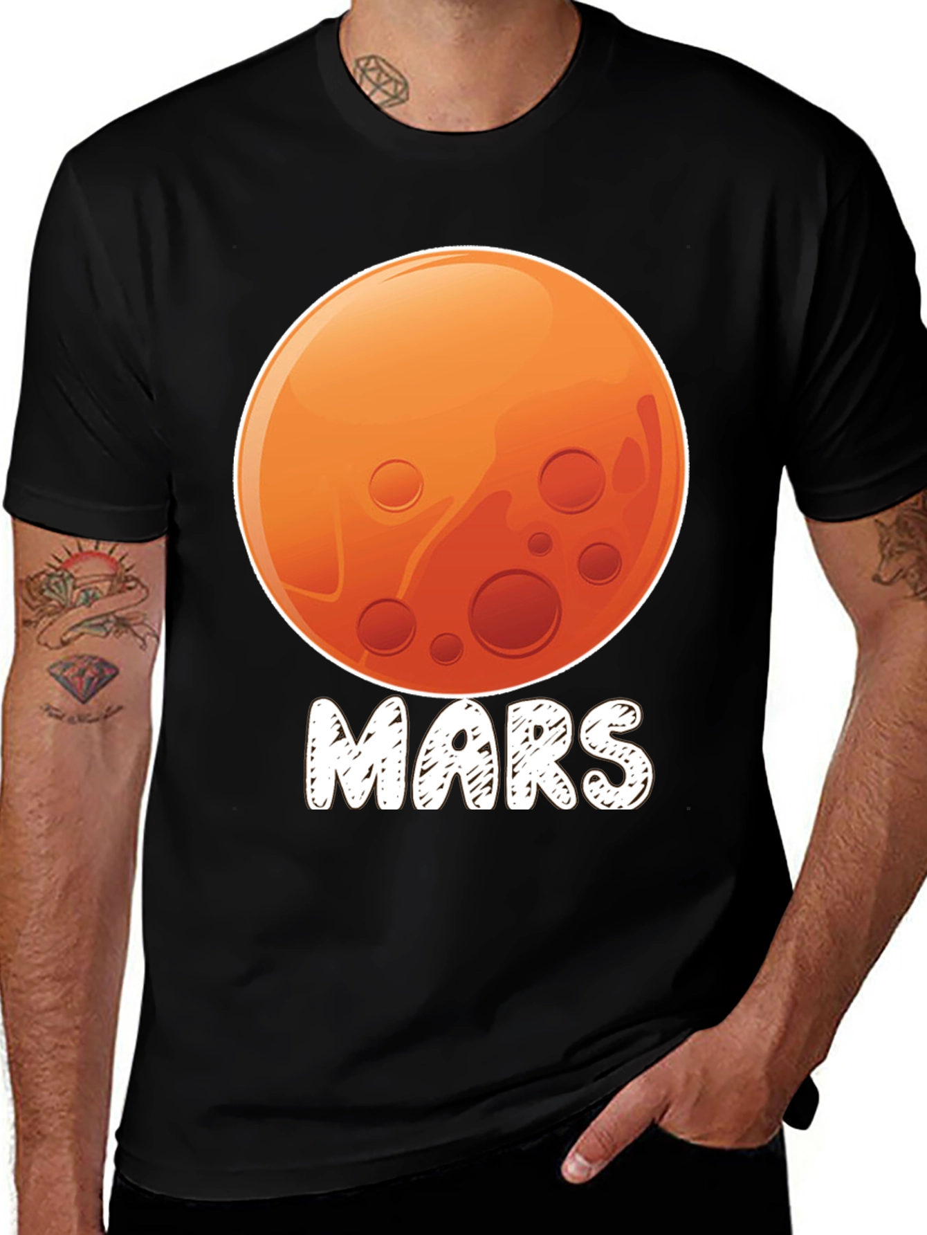 Mars Planet Graphic Black T-Shirt