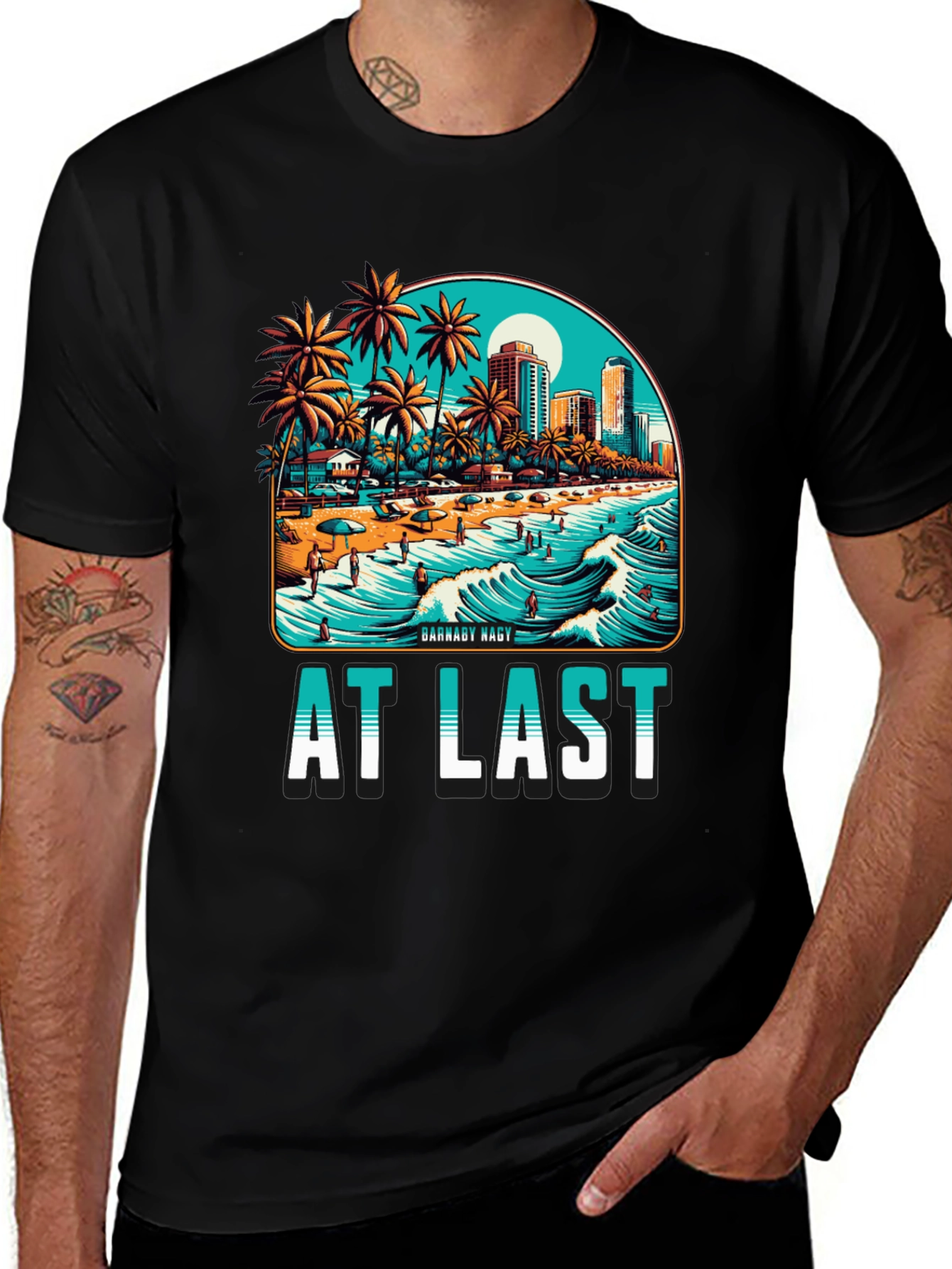 Variant 5 of At Last Beach Scene Graphic Tee