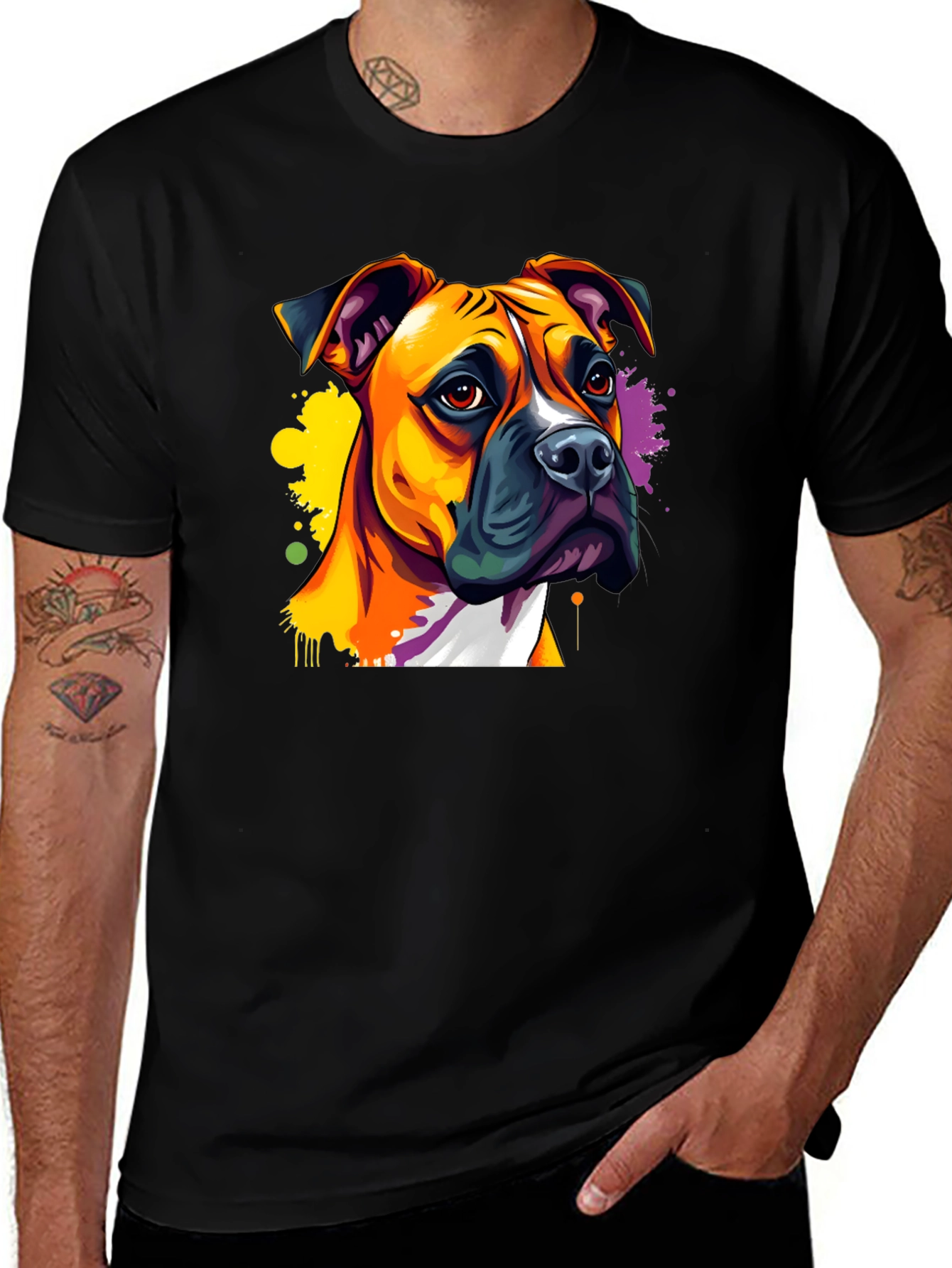 Black Dog Art T-Shirt - Boxer Breed main image