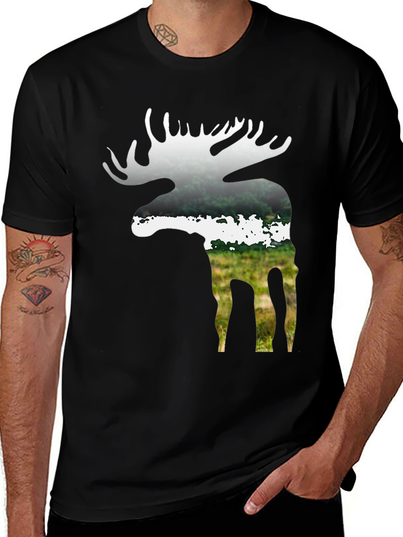 Variant 22 of Moose Silhouette Graphic T-Shirt