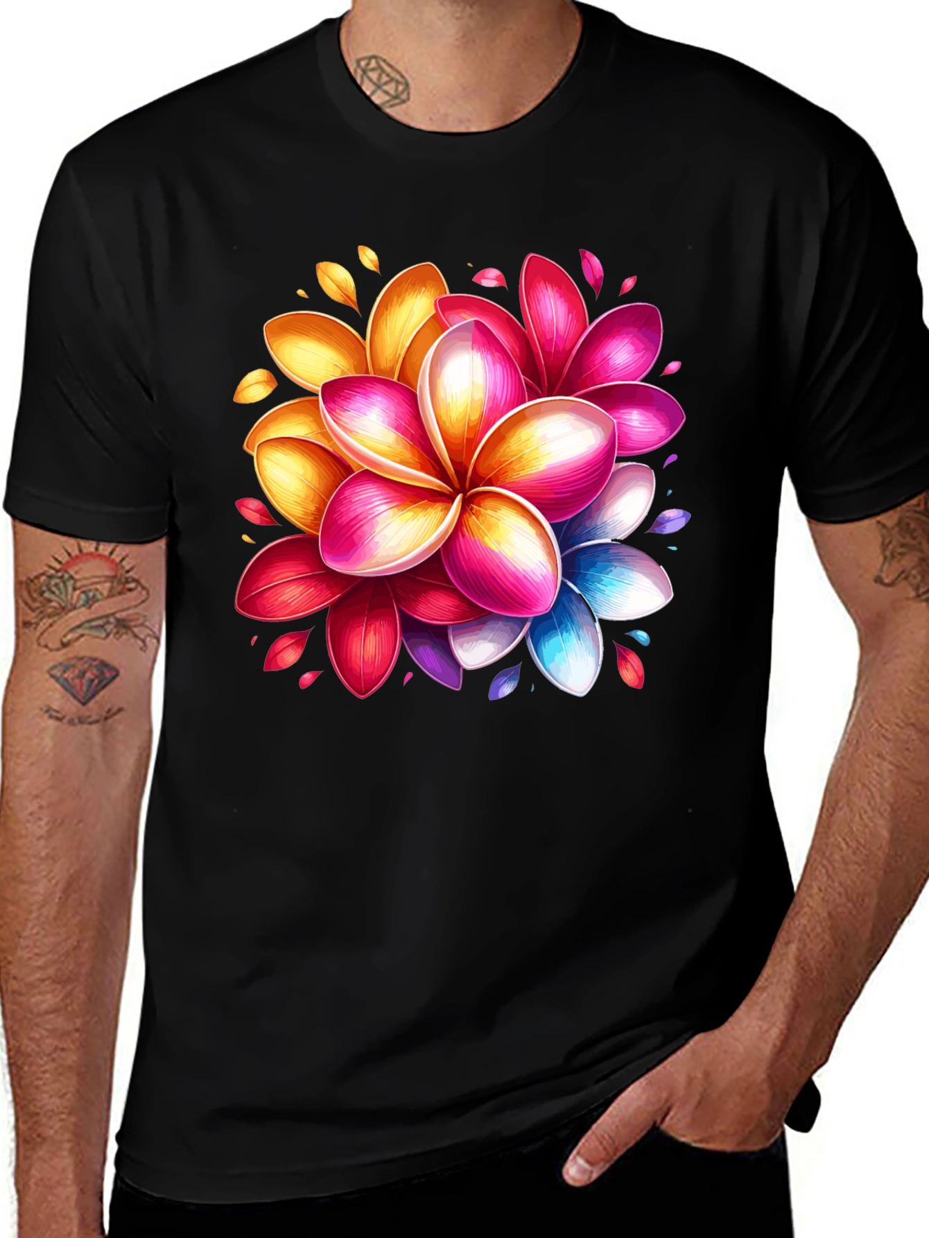 Variant 11 of Floral Graphic Black T-Shirt