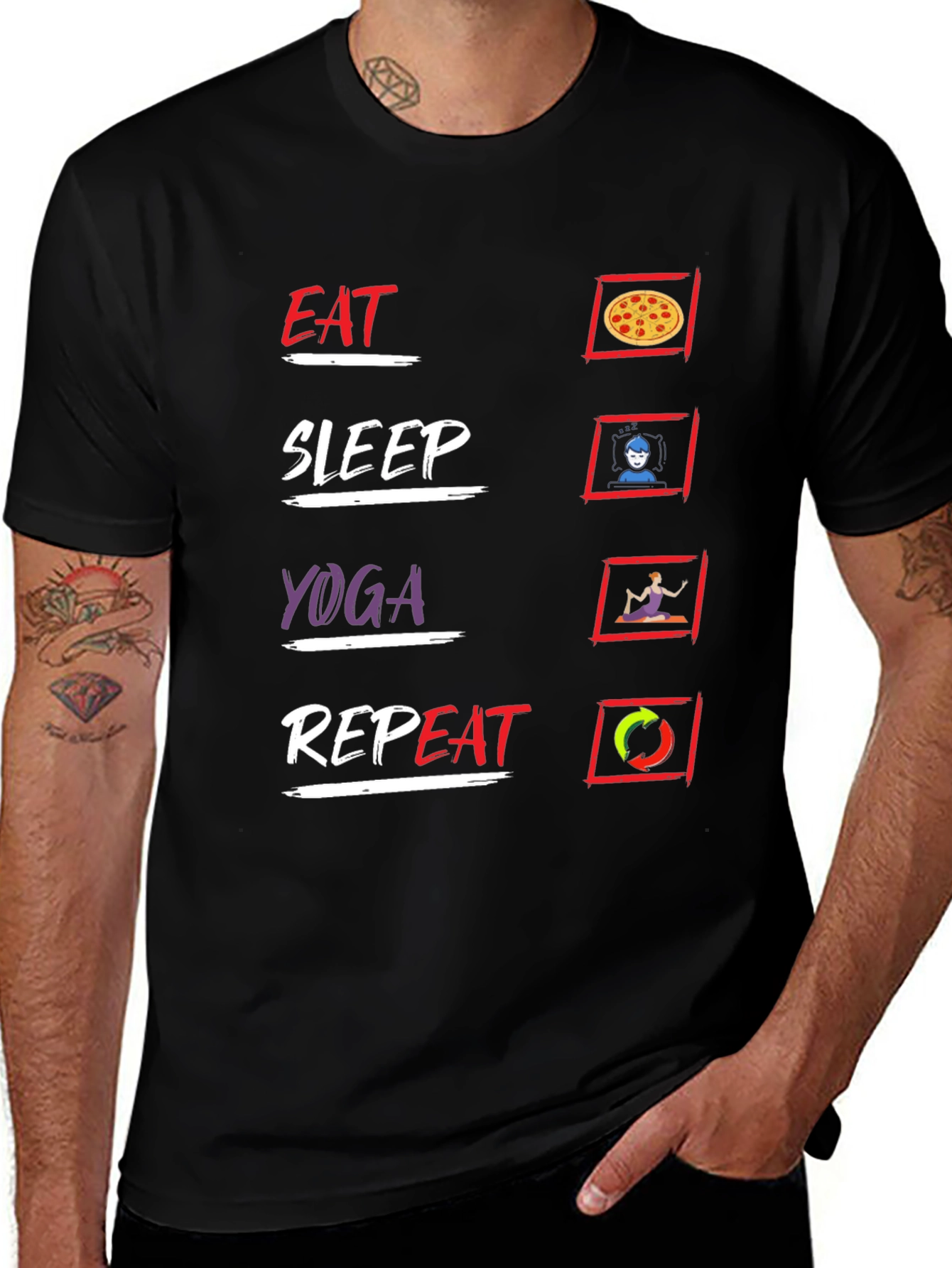 Variant 14 of Eat Sleep Yoga Repeat Black T-Shirt