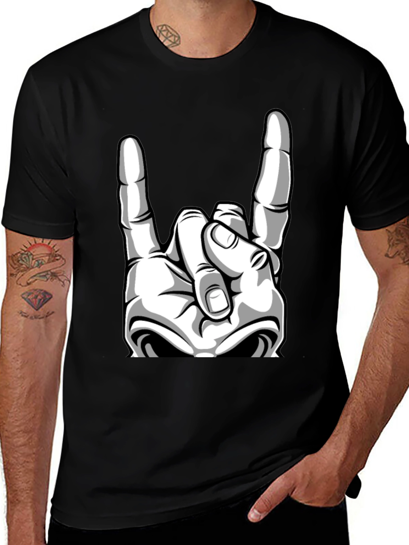 Variant 24 of Rock On Graphic Tee - Black Cotton T-Shirt