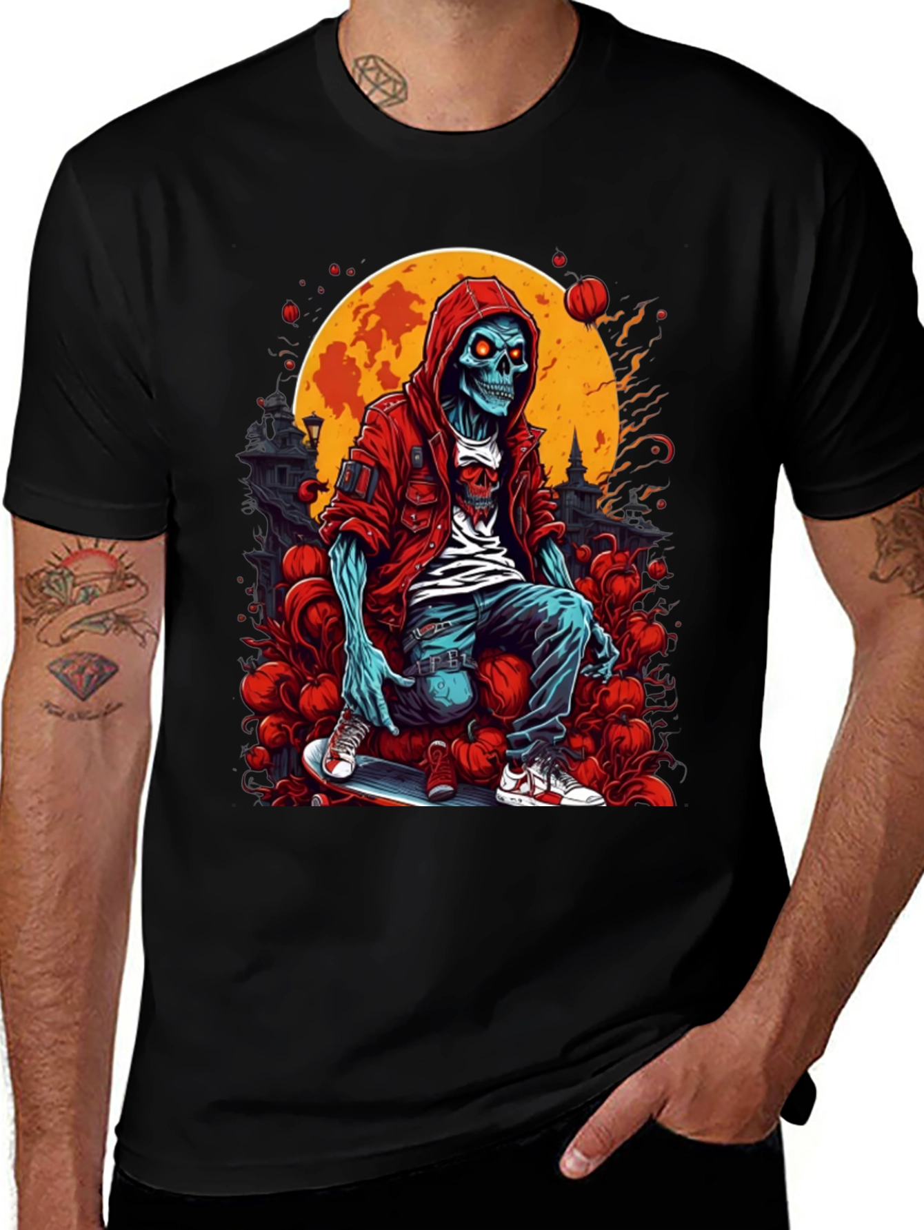 Variant 21 of Skeleton Skateboard Graphic T-Shirt - Urban Style