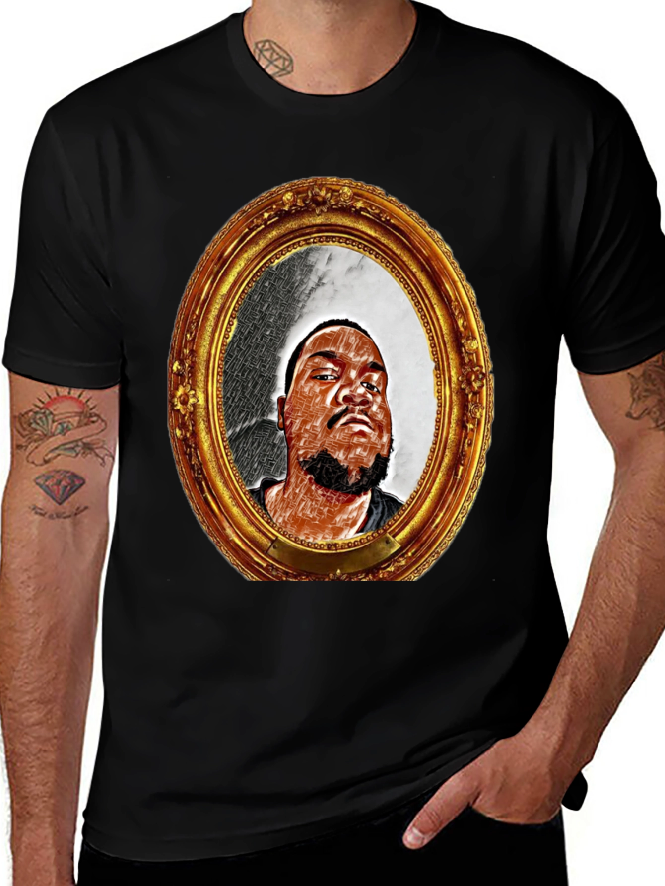 Variant 30 of Framed Portrait Graphic Tee - Men's Black T-Shirt