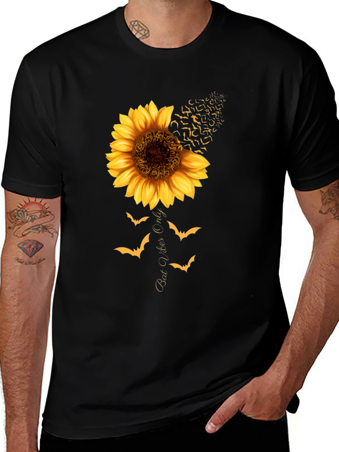 Variant 27 of Bat Vibes Only Sunflower Graphic Tee
