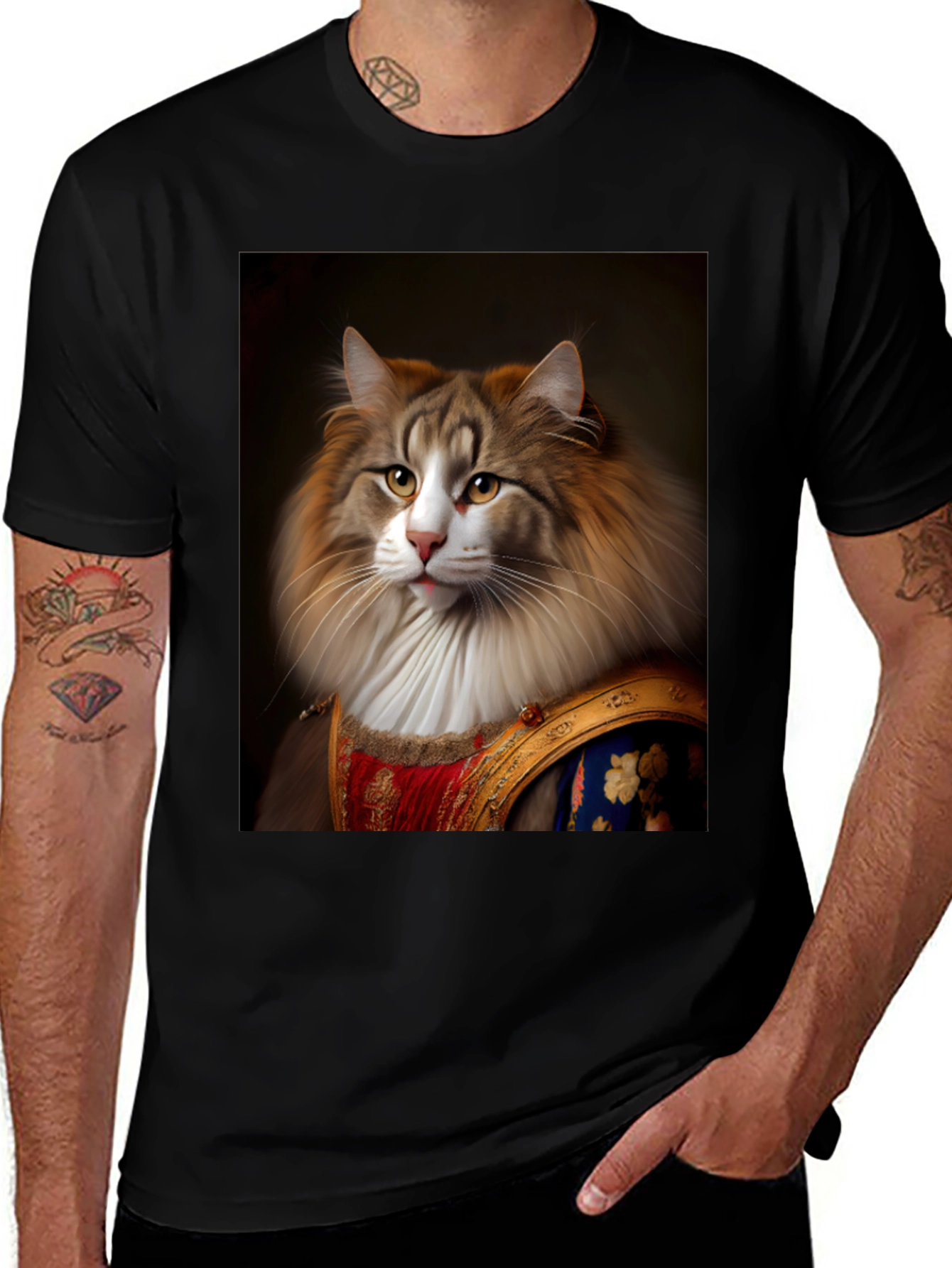 Variant 7 of Regal Cat Portrait T-Shirt - Unique Design