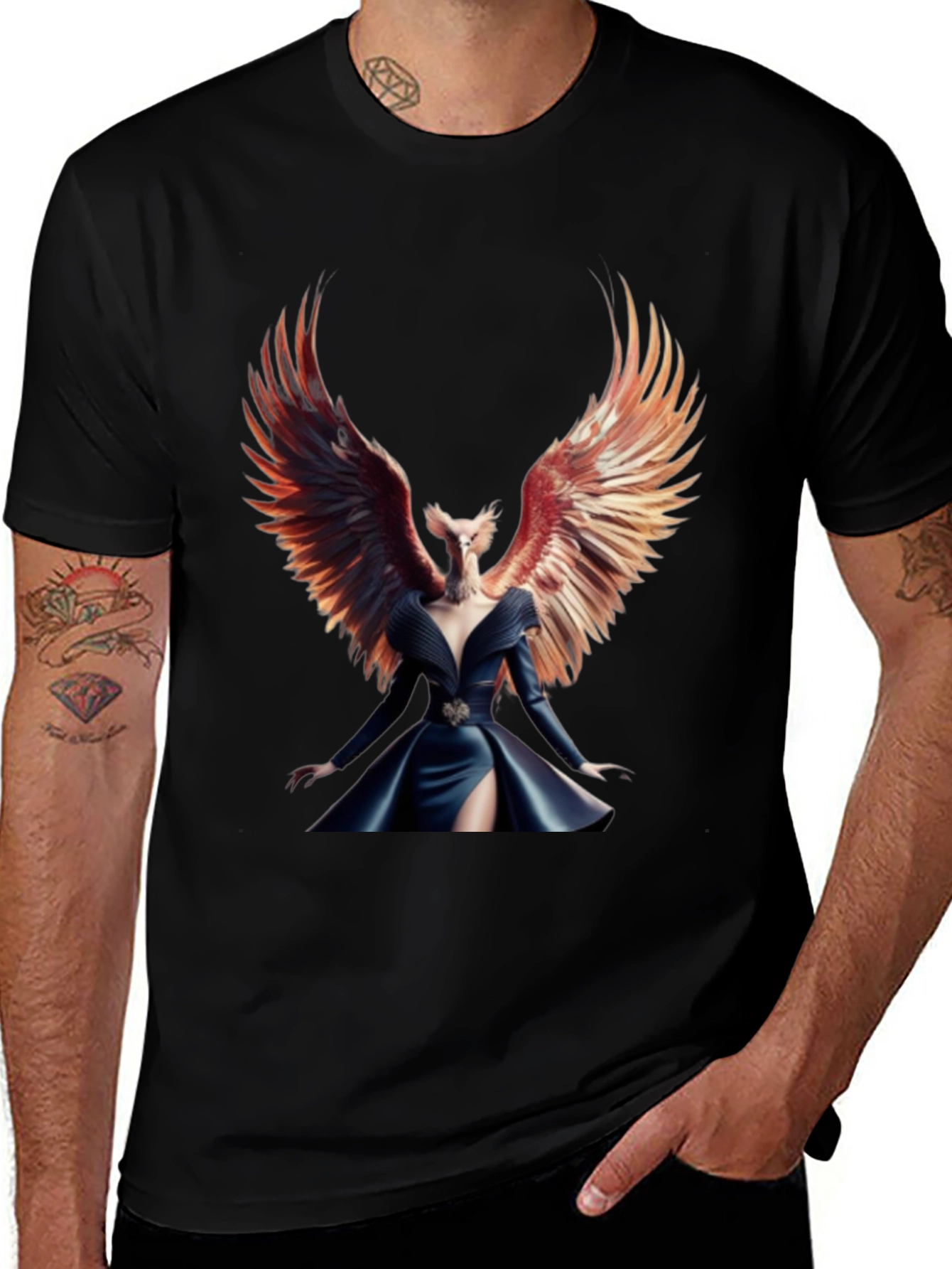 Variant 26 of Phoenix Winged Goddess Graphic Tee