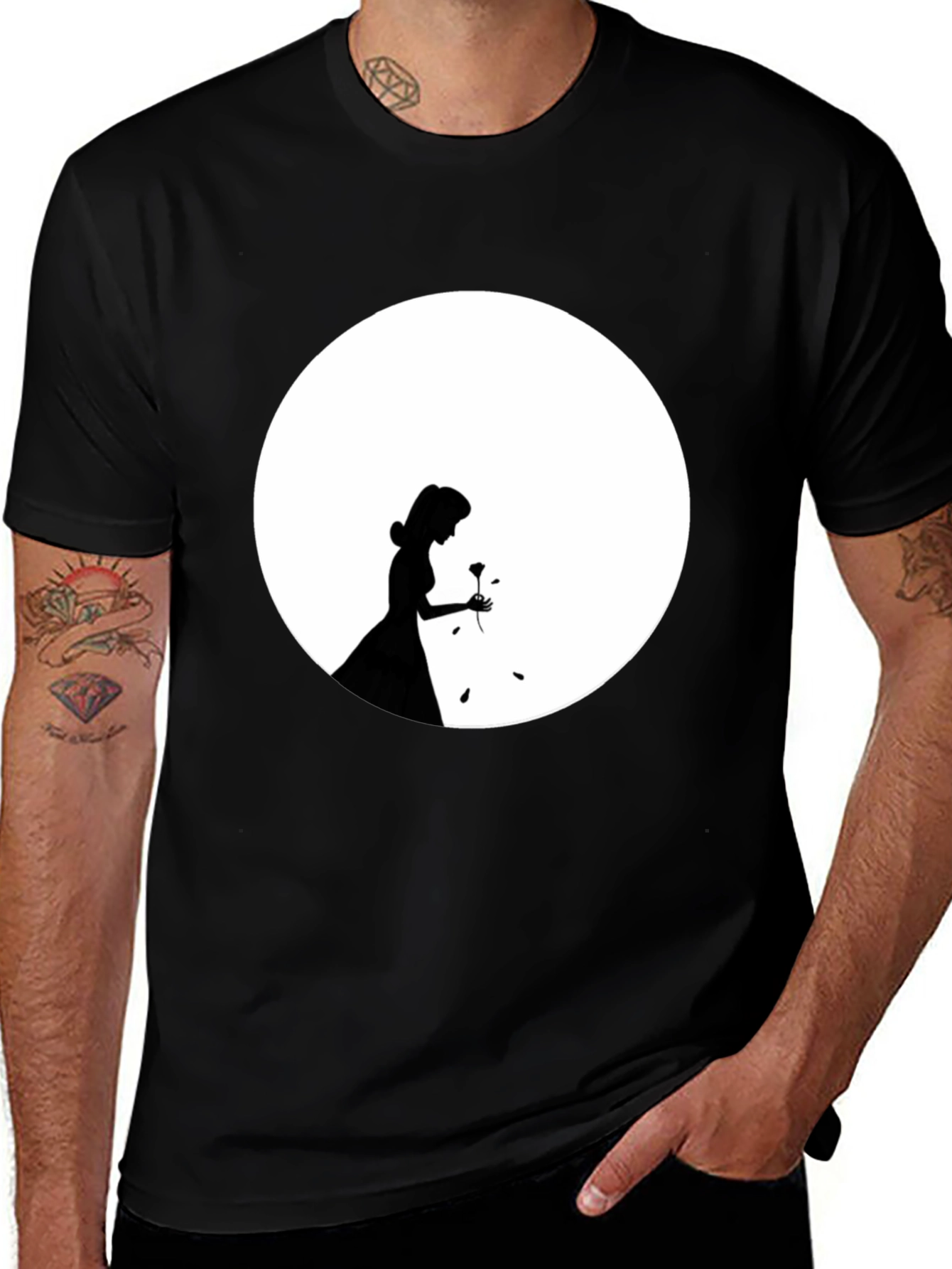 Variant 19 of Silhouette Rose Graphic Black T-Shirt
