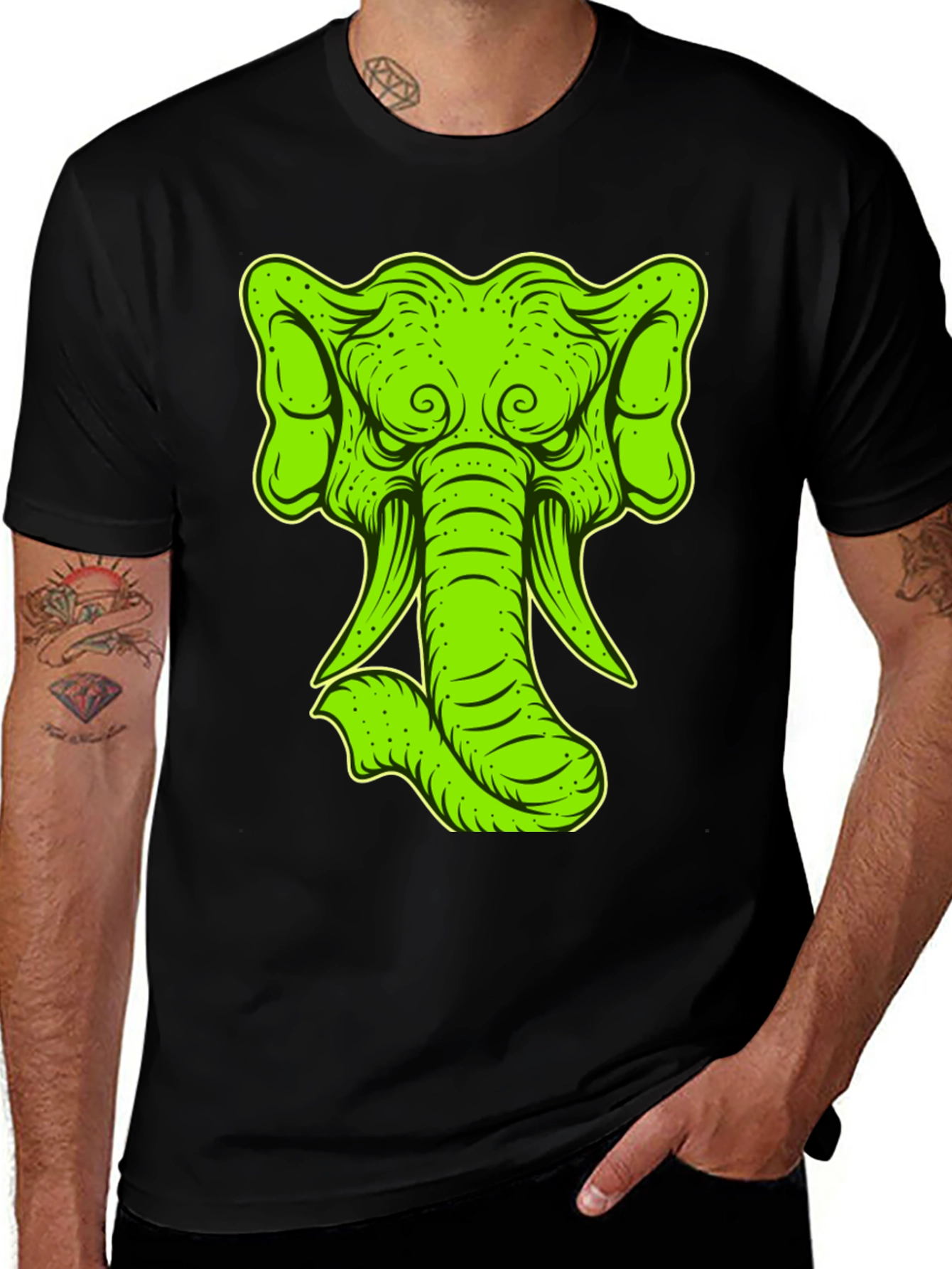 Variant 13 of Elephant Graphic Tee - Black T-Shirt