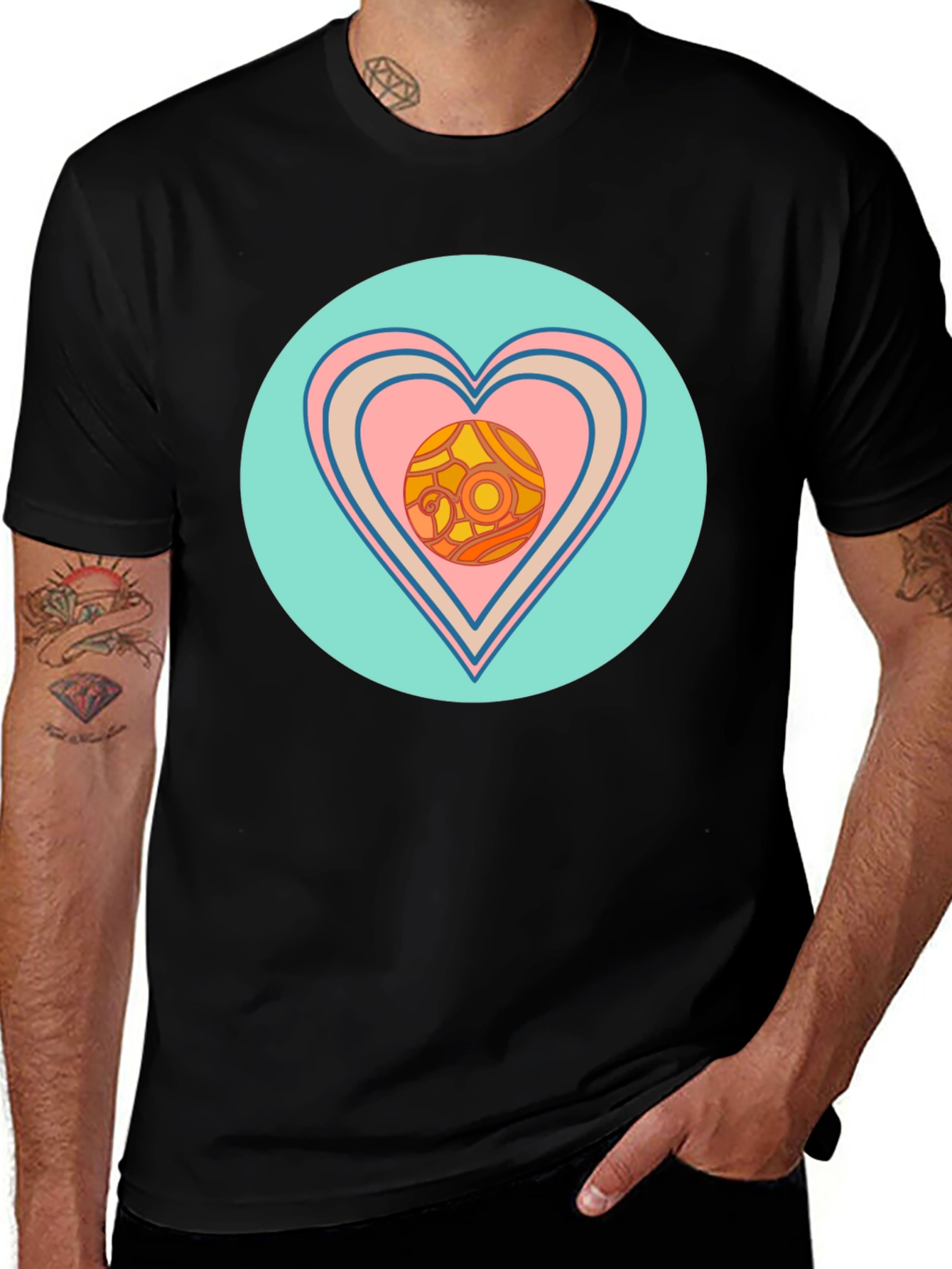 Variant 24 of Retro Heart Graphic T-Shirt - Black