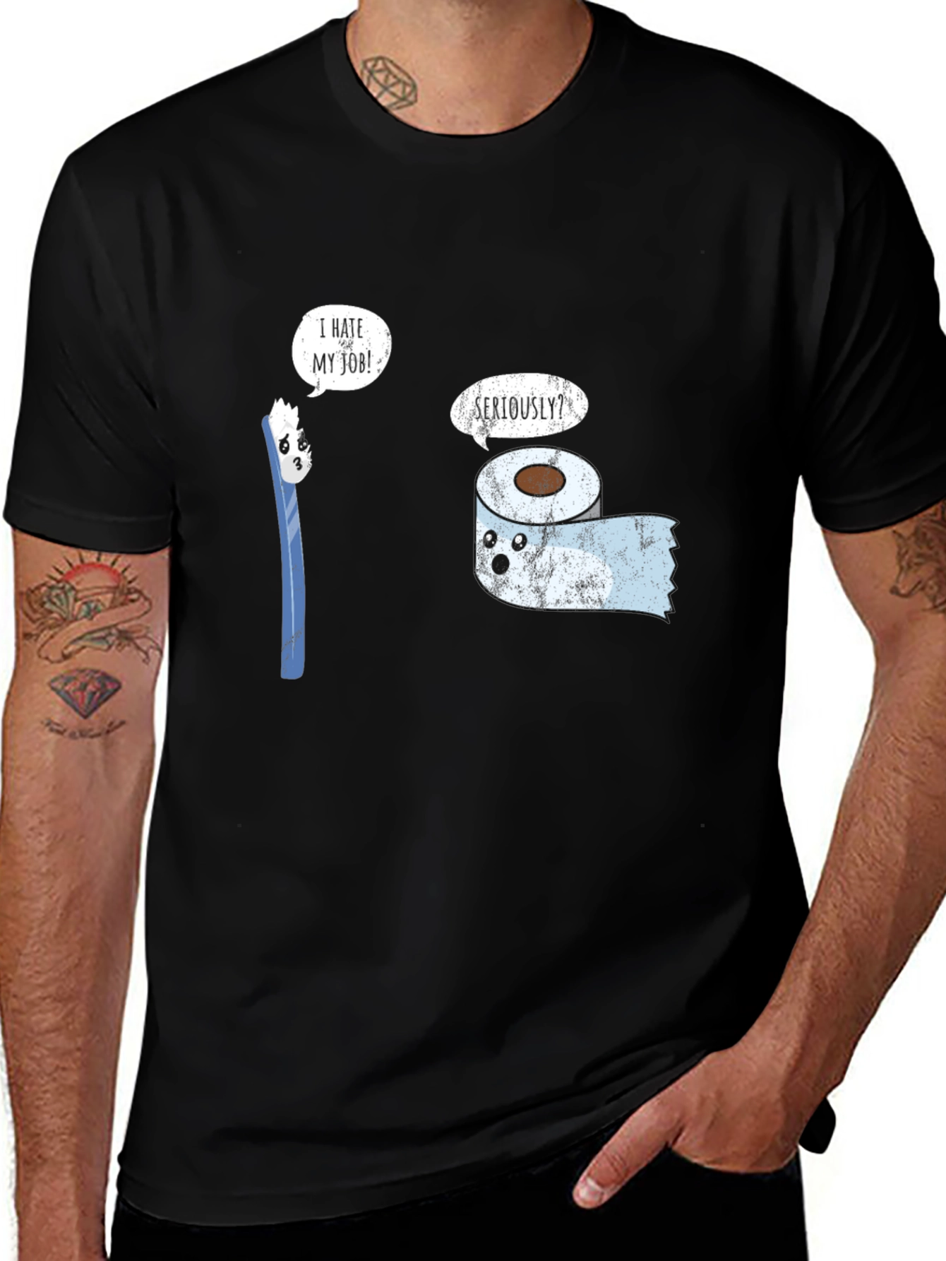 Variant 12 of Funny Job Graphic Tee - Toothbrush & Toilet Paper