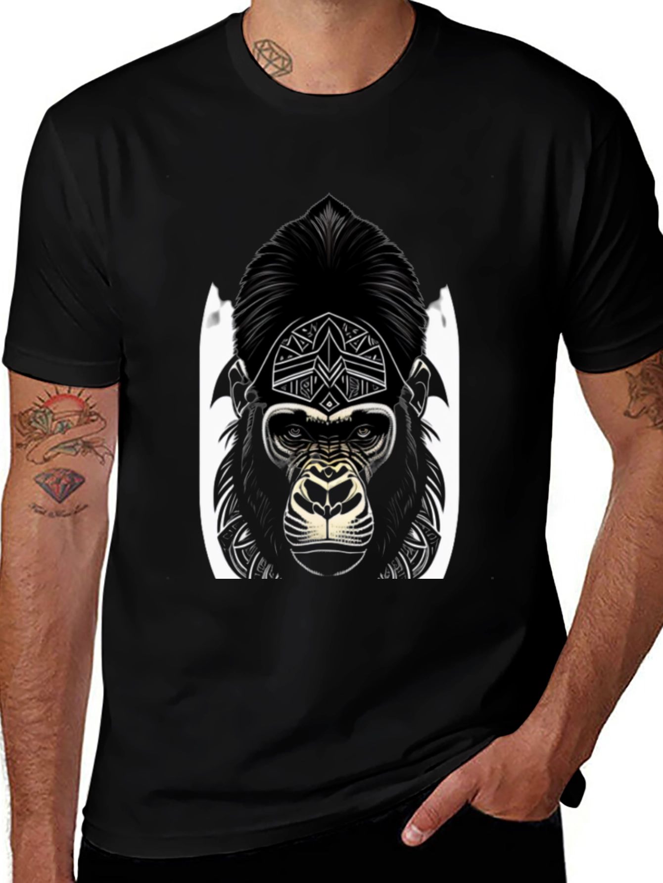 Variant 19 of Gorilla Graphic Tee - Black Stylish Design