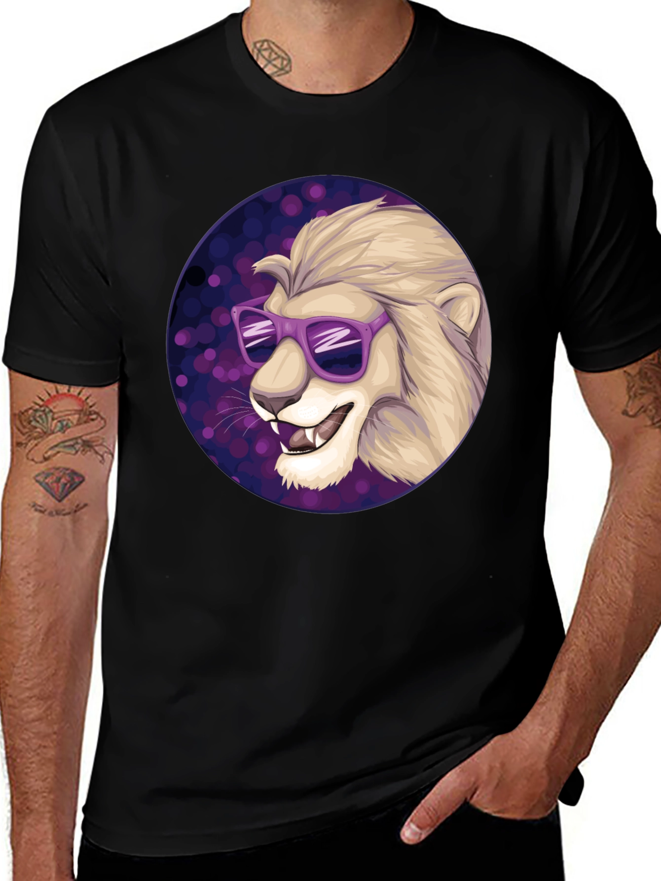 Variant 8 of Cool Lion Graphic Tee - Stylish Men's Black T-Shirt