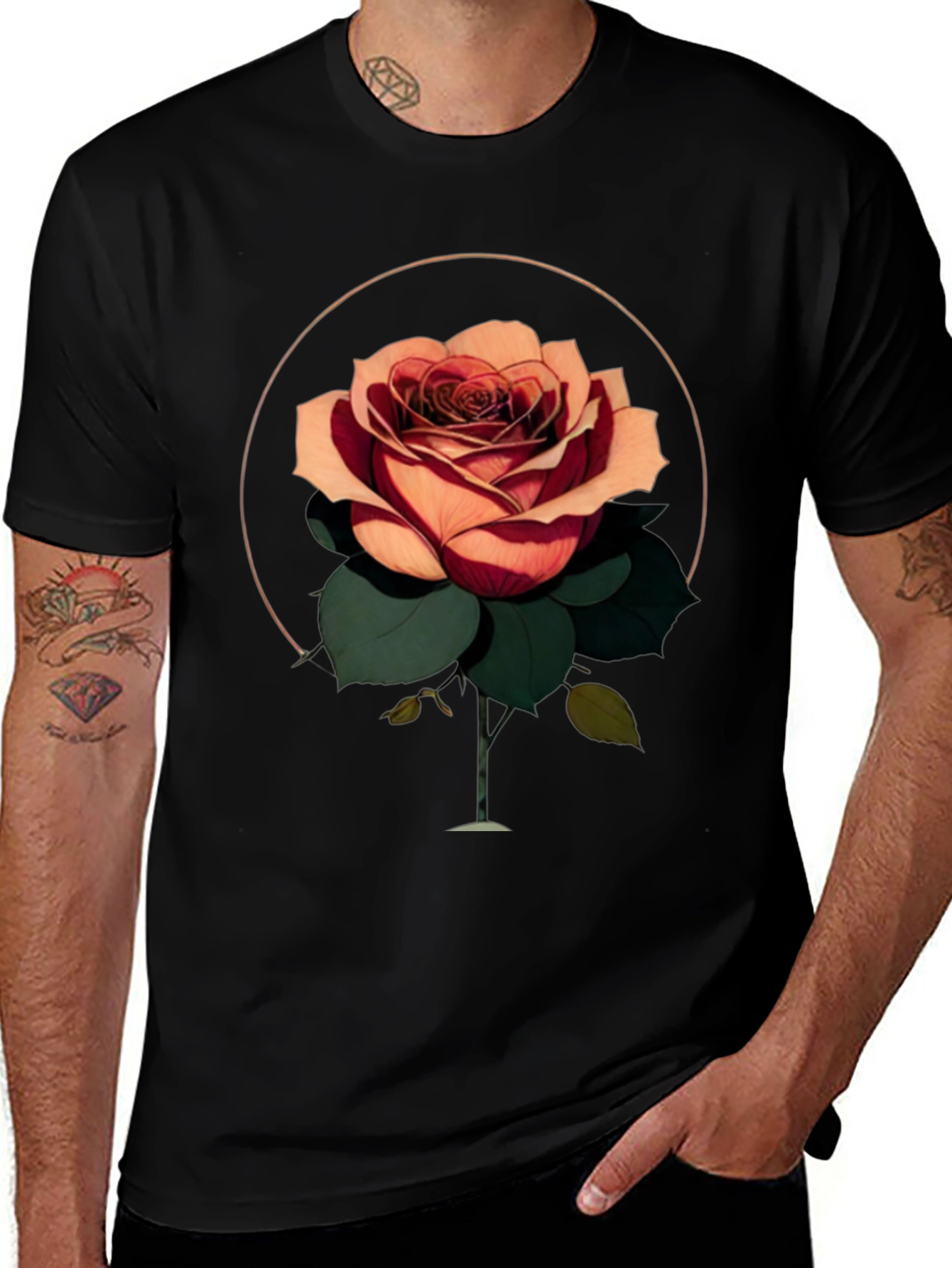 Variant 3 of Rose Graphic T-Shirt - Stylish Black Tee