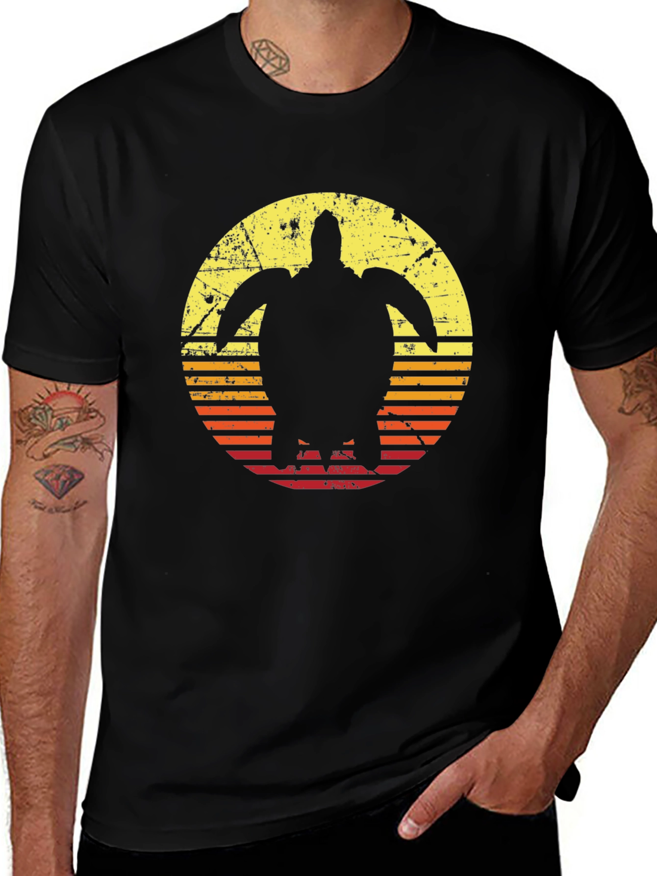 Variant 11 of Retro Turtle Sunset Graphic T-Shirt