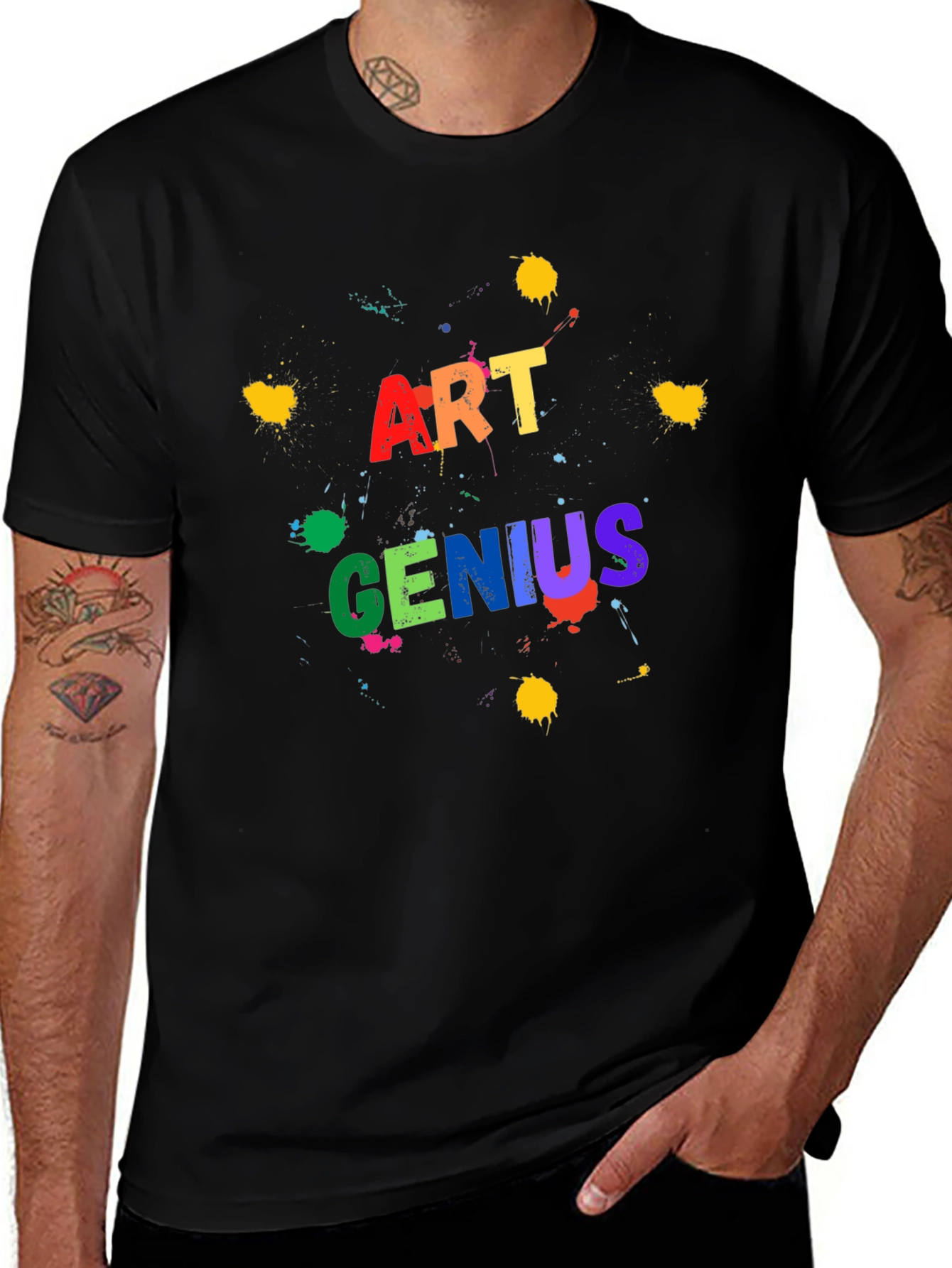 Variant 7 of Art Genius Graphic Print Black T-Shirt