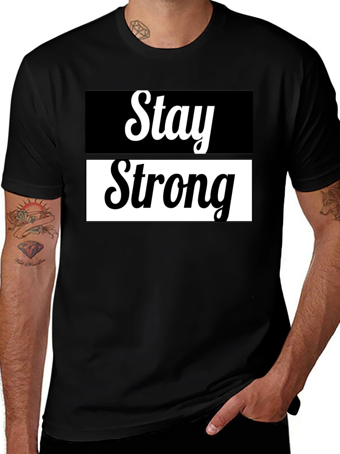 Variant 20 of Stay Strong Graphic Tee - Black Casual Shirt