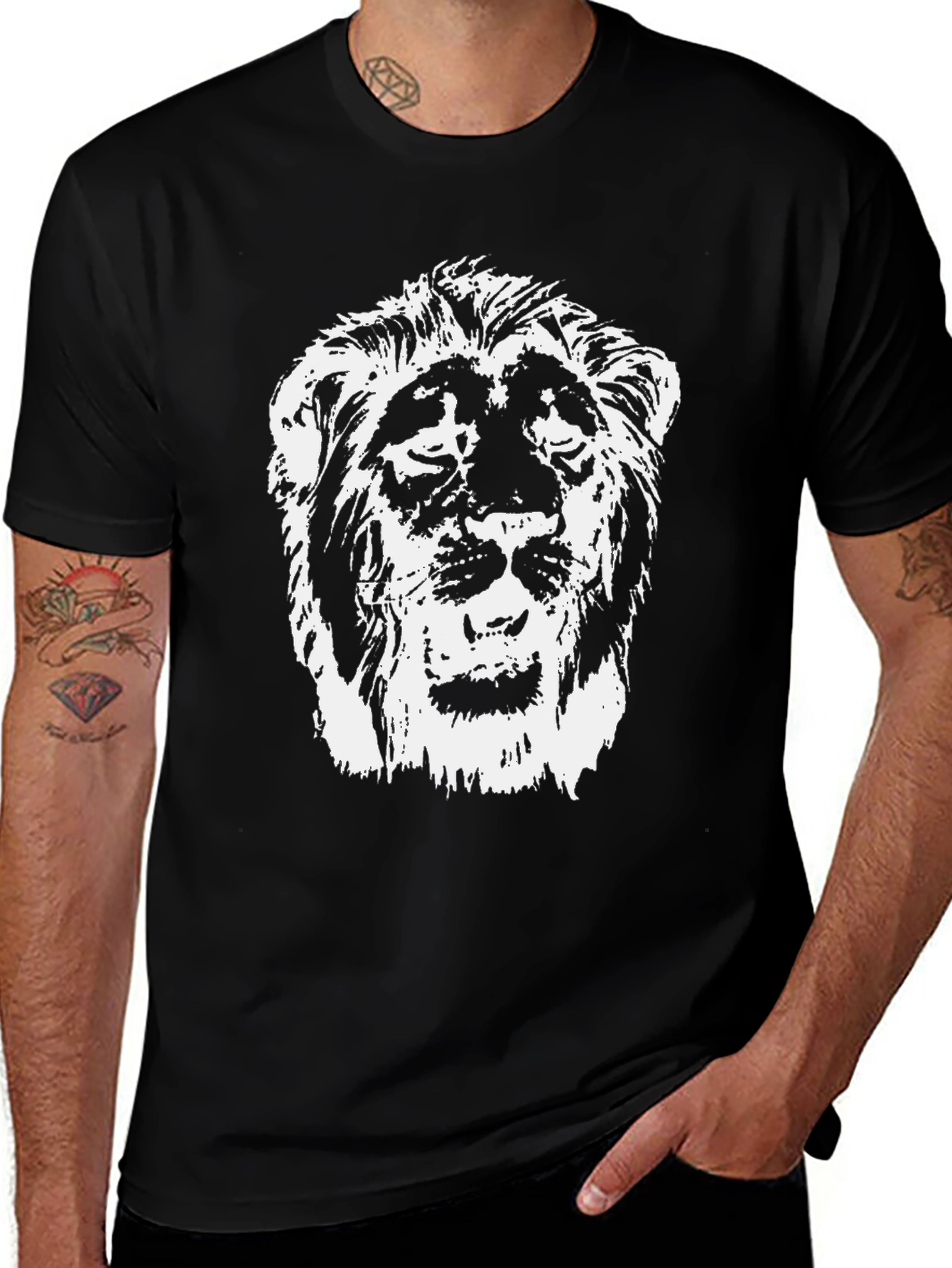 Variant 23 of Lion Graphic Print Black T-Shirt