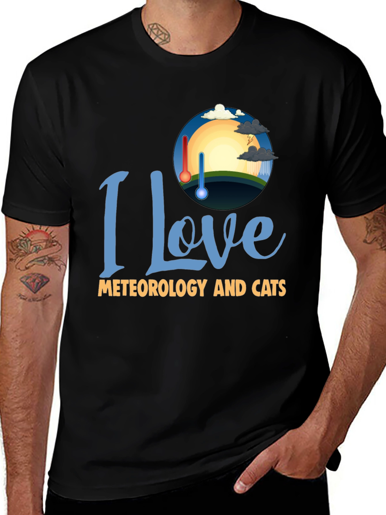 Variant 17 of I Love Meteorology and Cats T-Shirt