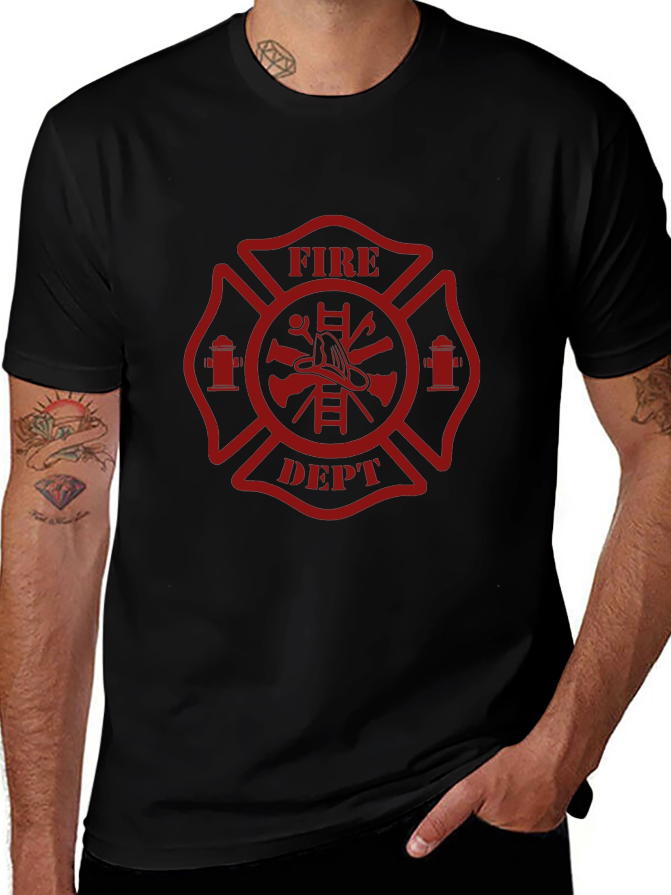 Variant 29 of Fire Dept. T-Shirt - Maltese Cross Firefighter Design