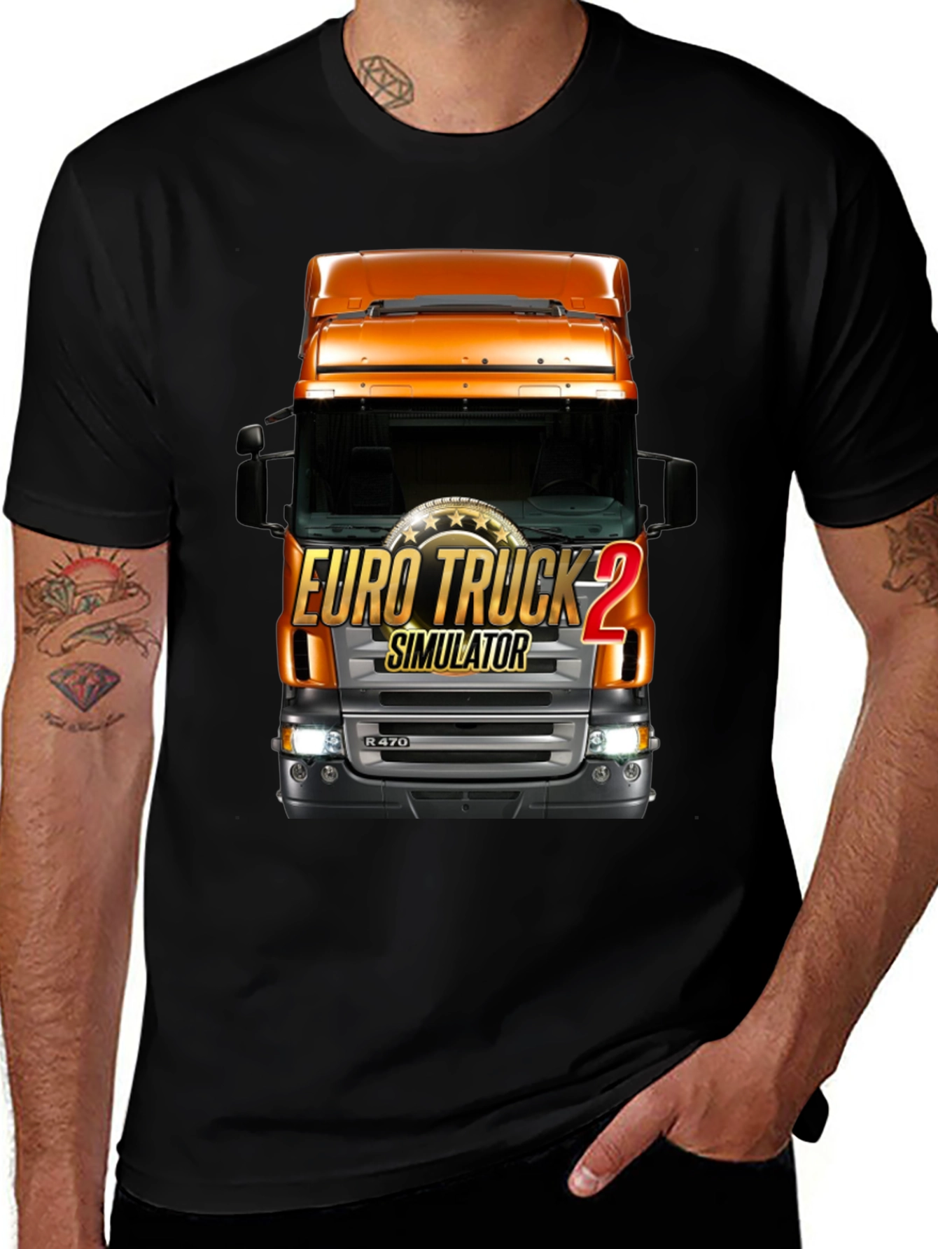 Variant 5 of Euro Truck Simulator 2 Black T-Shirt