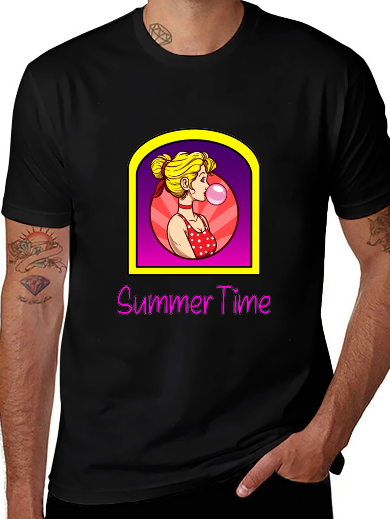 Summer Time Black T-Shirt for Men