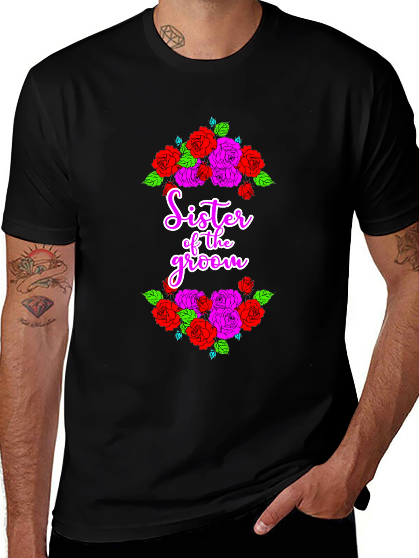 Sister of the Groom T-Shirt Floral Design