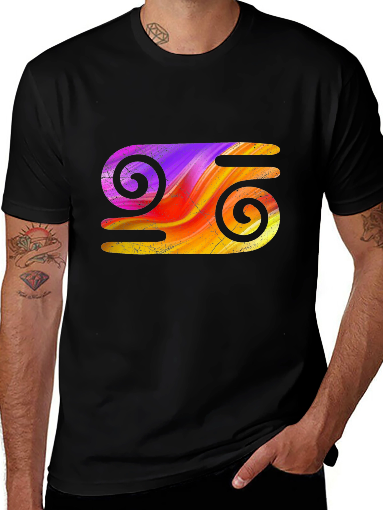 Variant 12 of Abstract Swirl Graphic Black T-Shirt