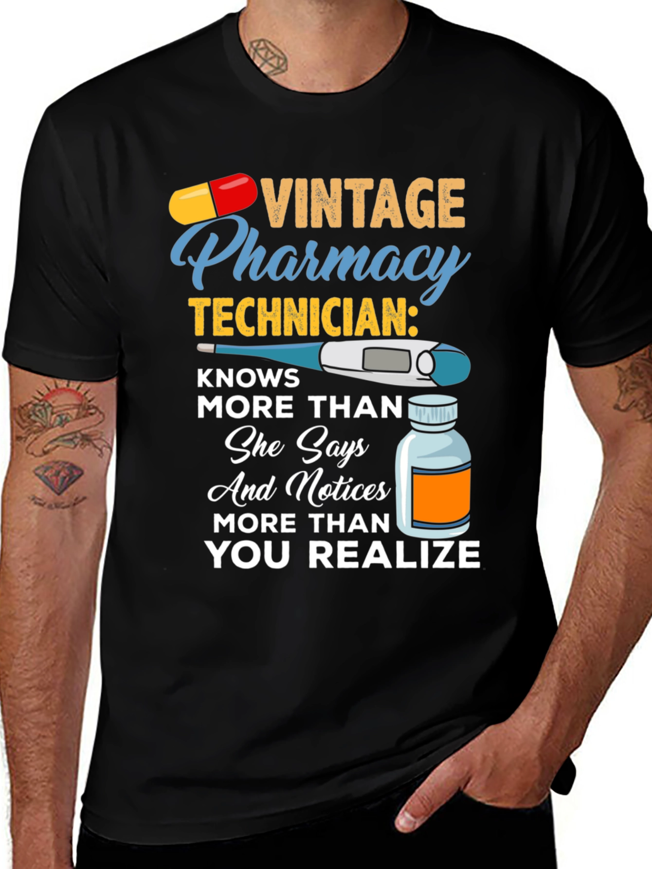 Variant 15 of Vintage Pharmacy Technician Graphic T-Shirt